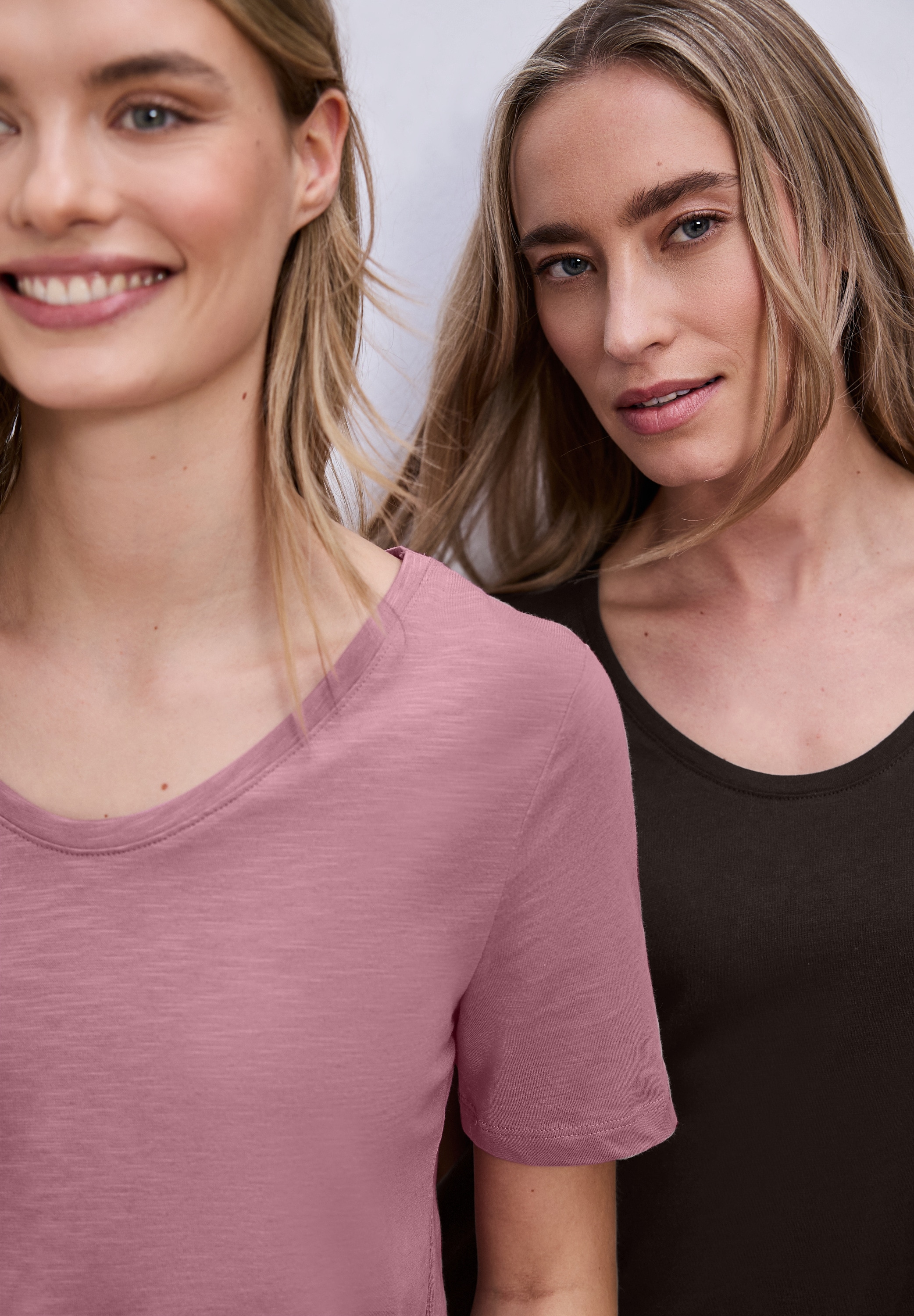 STREET ONE T-Shirt mit abgerundetem V-Ausschnitt günstig online kaufen