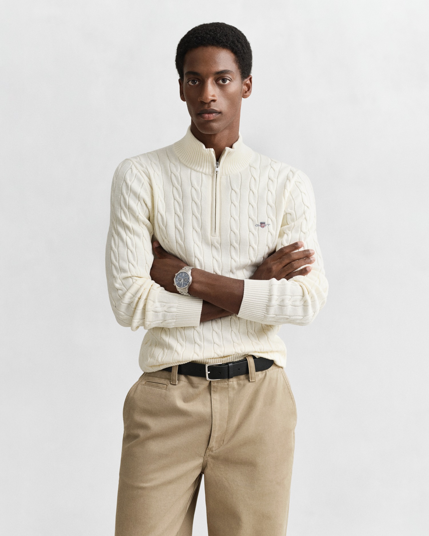 Gant Strickpullover "COTTON CABLE HALF ZIP", Mit Rundhalsausschnitt günstig online kaufen
