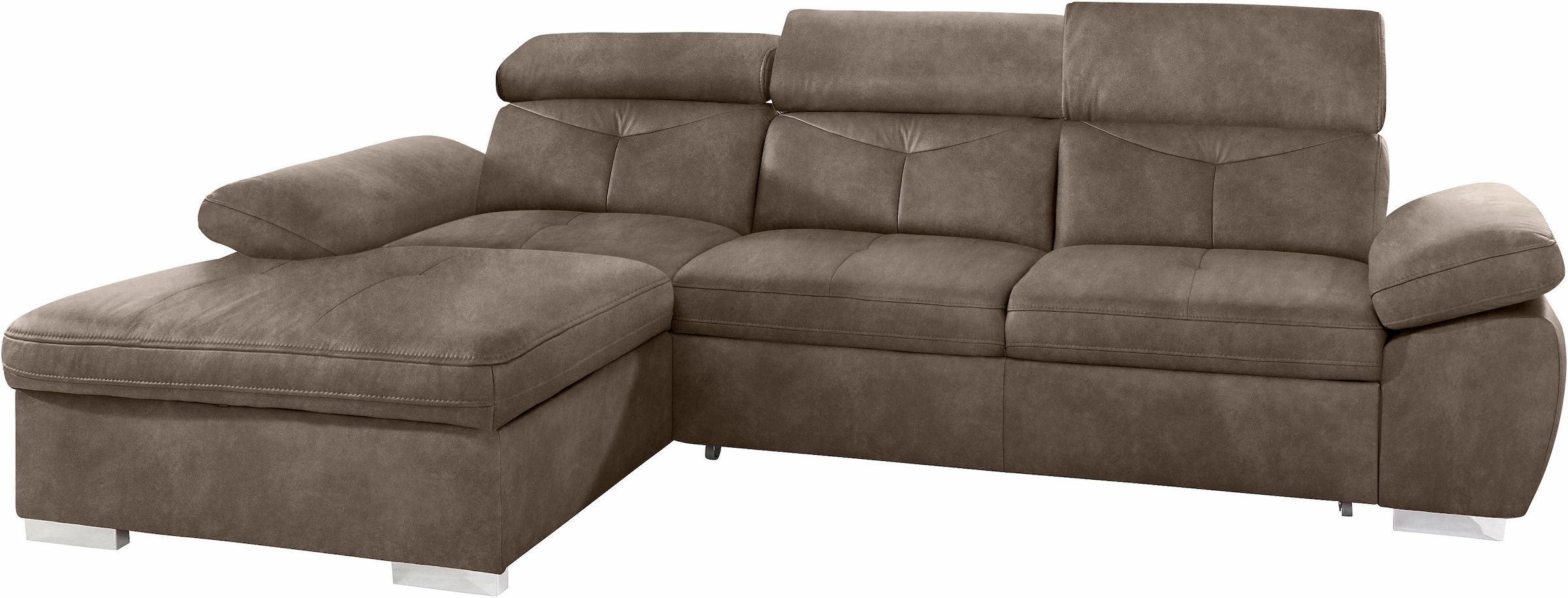 exxpo - sofa fashion Ecksofa »Spring, super bequem, mit Armteil- und Kopfteilfunktion«, L-Form, wahlweise mit Bettfunktion und Bettkasten