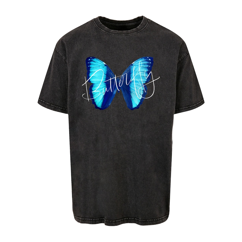 Merchcode T-Shirt »Merchcode Herren Butterfly Blue Acid Washed Heavy Oversized Tee«, (1 tlg.)