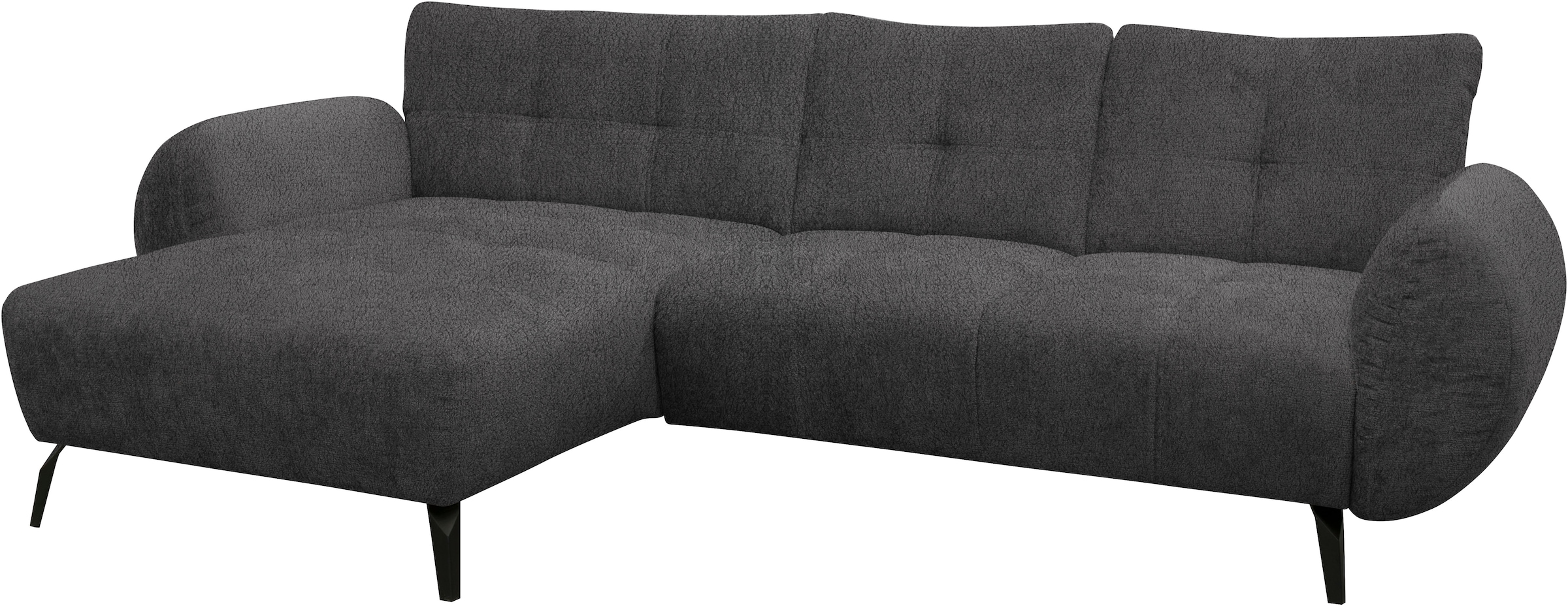 OTTO home Ecksofa »Viiborg 261 x 140 cm, mit Steppungen, elegant, modern« L-Form, pflegeleichter Bezug, hohe Füße - passend für Saugroboter!