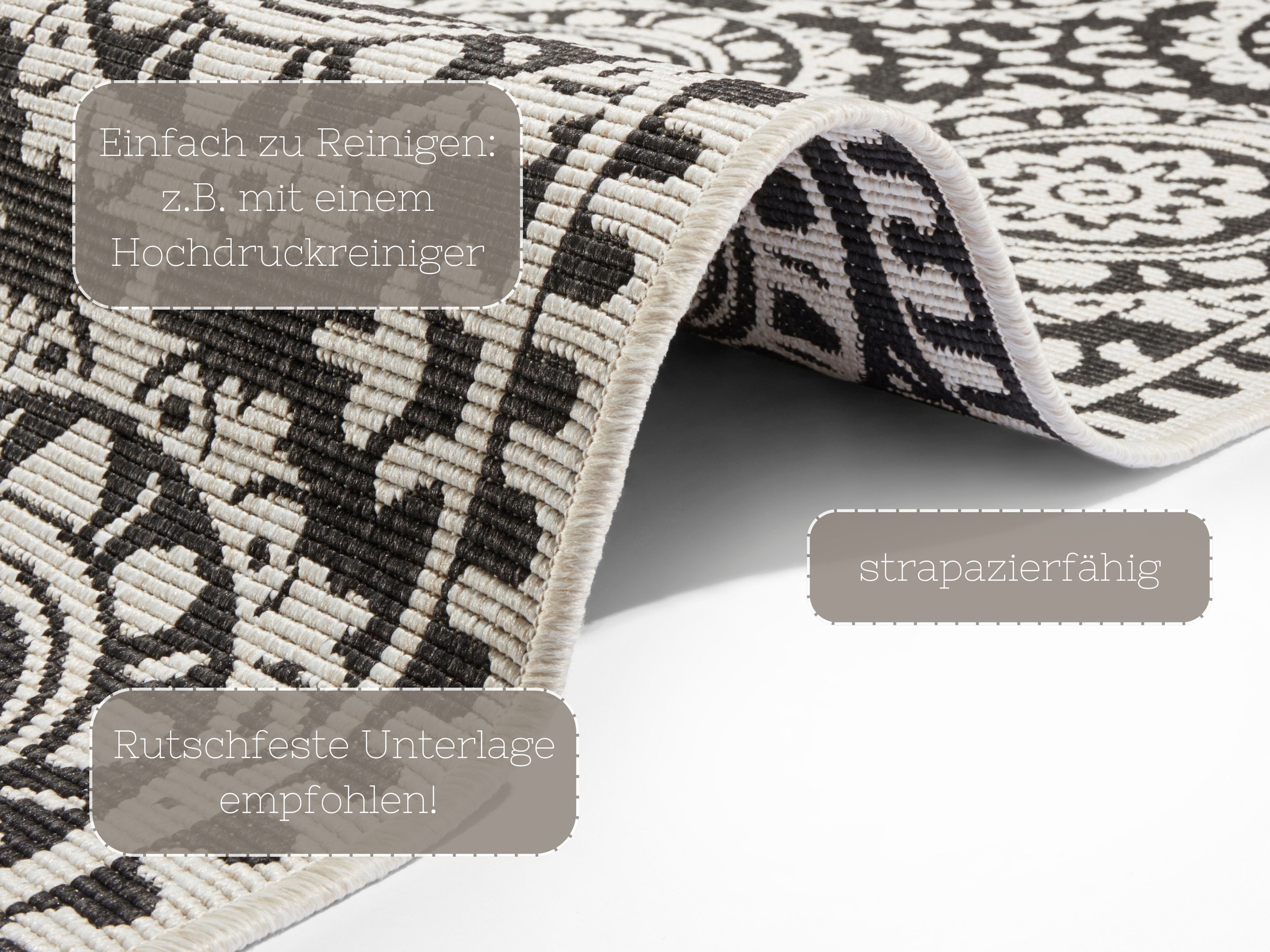 NORTHRUGS Läufer »Jardin«, rechteckig, 5 mm Höhe, Wendeteppich, In-& Outdoor, Vintage, Balkon, Garten, Wohnzimmer, Flur