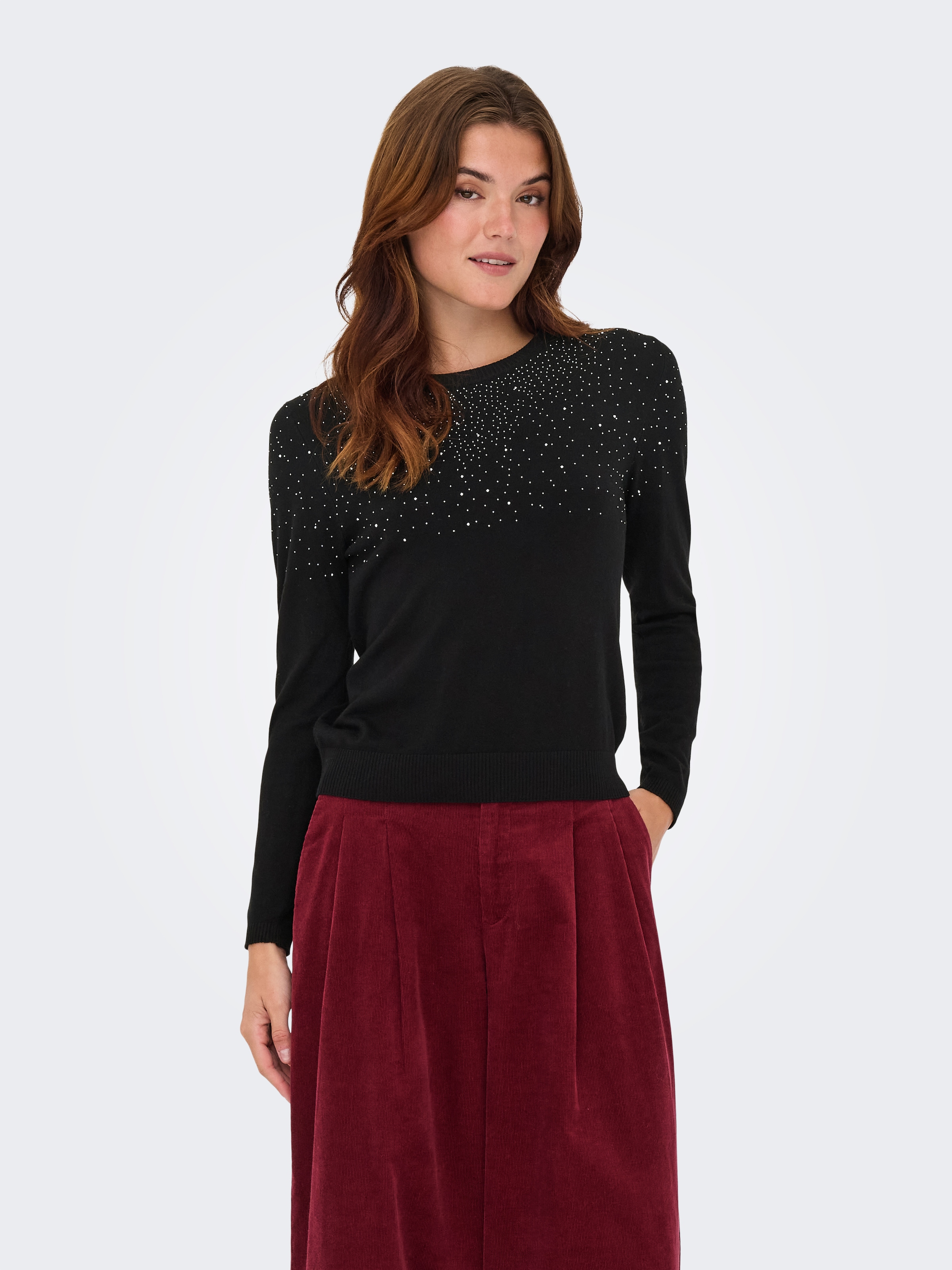 ONLY Kurzarmpullover »ONLANABELLA LS BLING O-NECK KNT«