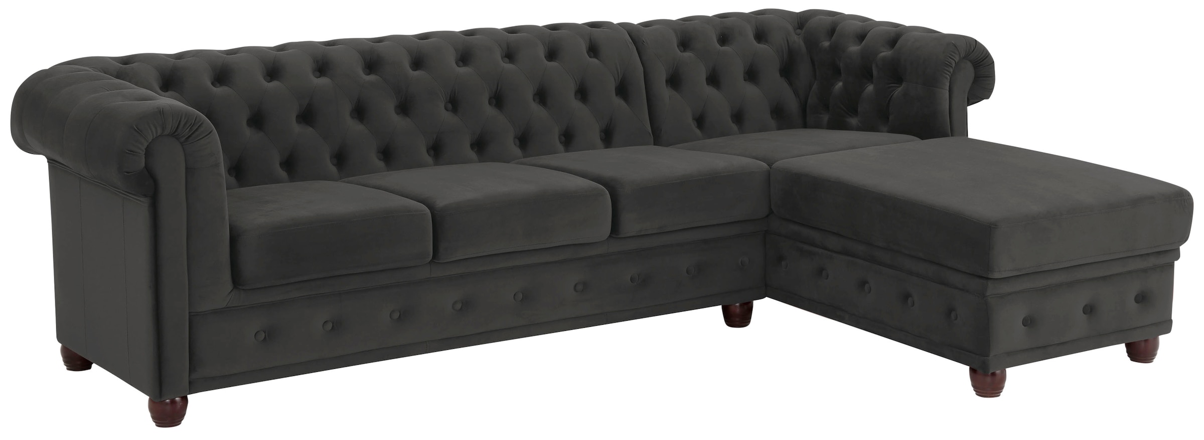 Home affaire Chesterfield-Sofa »New Castle L-Form«, hochwertige Knopfheftung in Chesterfield-Design, B/T/H: 255(171/72)