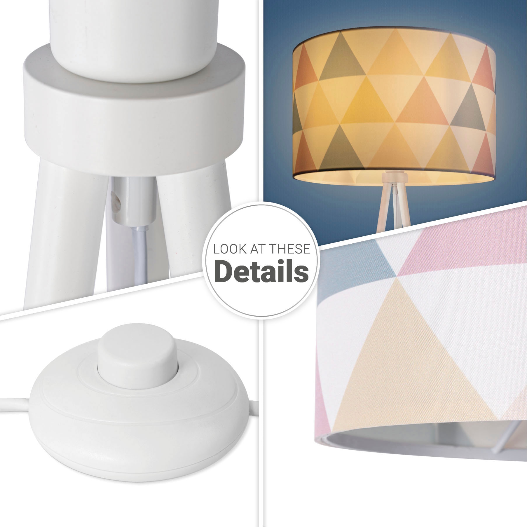 Paco Home Stehlampe »Trina Delta«, Stehlampe Leselampe Stofflampenschirm  Dreieck Rund E27 Textil Bunt | BAUR