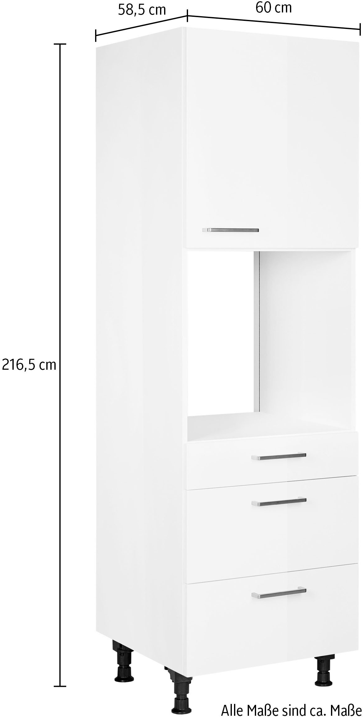 nobilia® Backofenumbauschrank »"Flash", Ausrichtung wählbar, mit Schublade und zwei Auszügen und«, einer Tür, vormontiert, Breite/Höhe: 60/216,6 cm