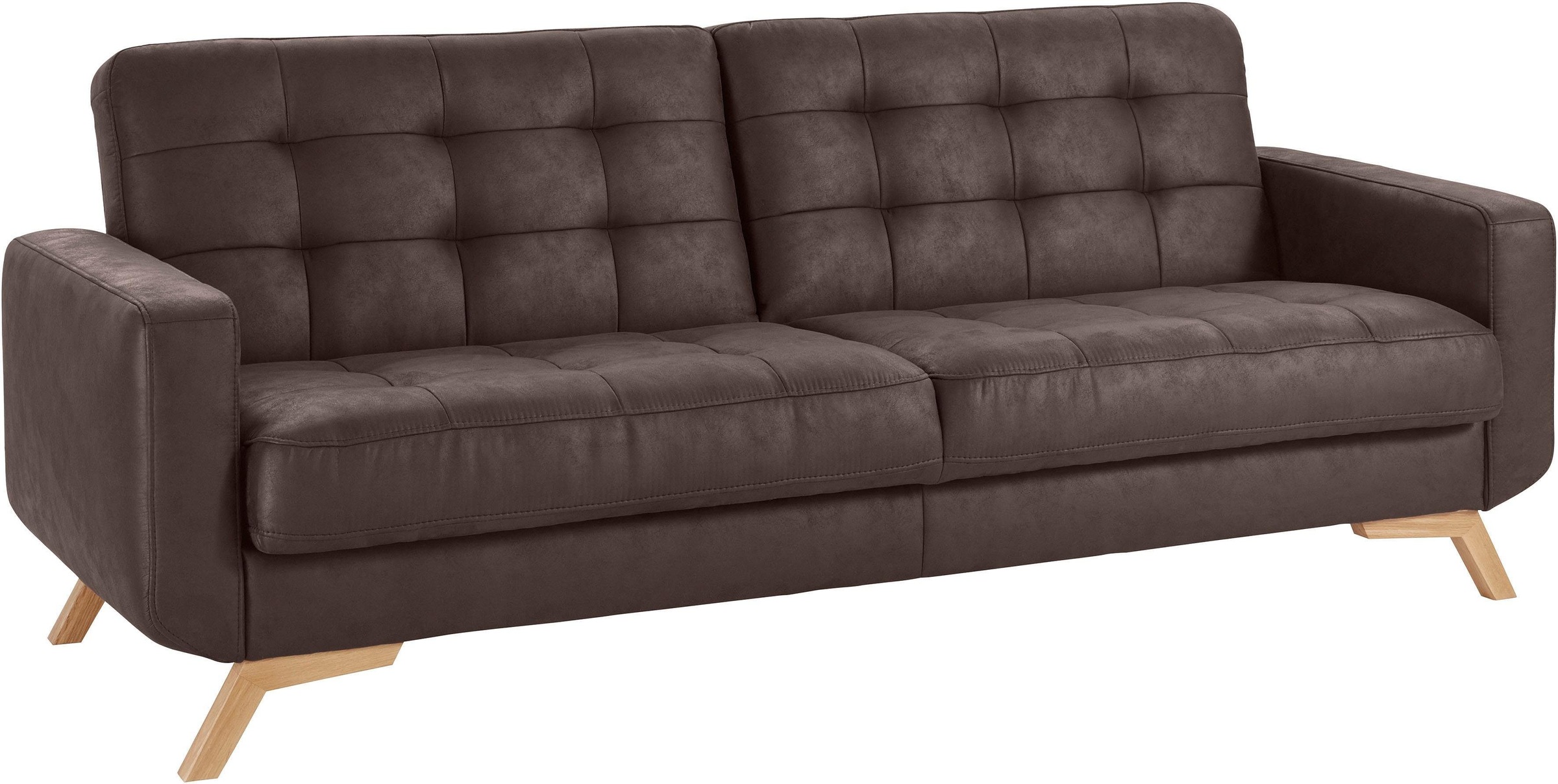 exxpo - sofa fashion 3-Sitzer »Fiord, aktuelles Design, tolle Detailverarbeitung im Sitz und Rücken«, bequem, wahlweise Kippcouch mit Bettfunktion und Bettkasten, Holzfuß