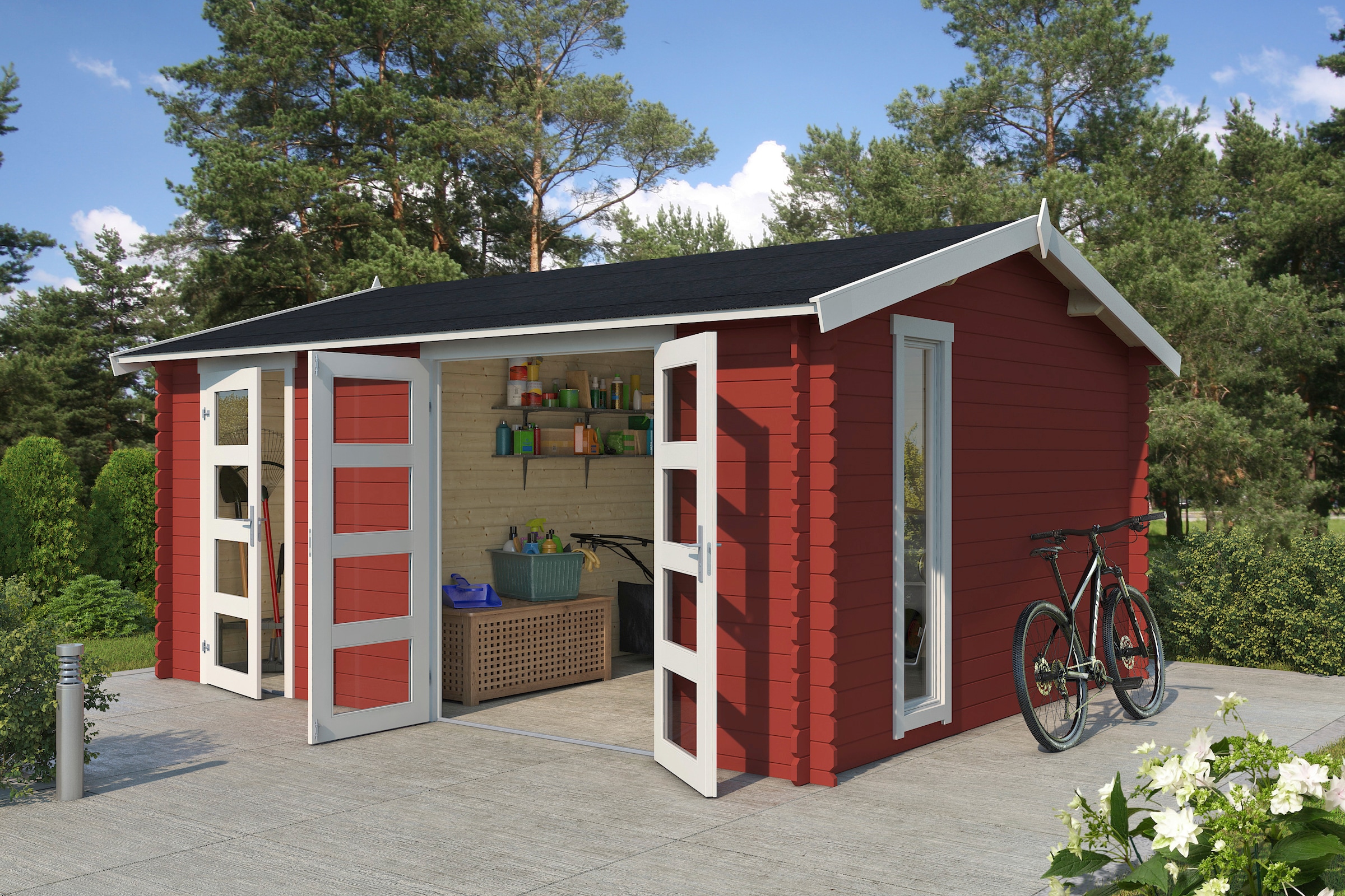 LASITA MAJA Gartenhaus "Carroz 2" Blochbohlenhaus 28mm 2-Raum, Fundamentmas günstig online kaufen