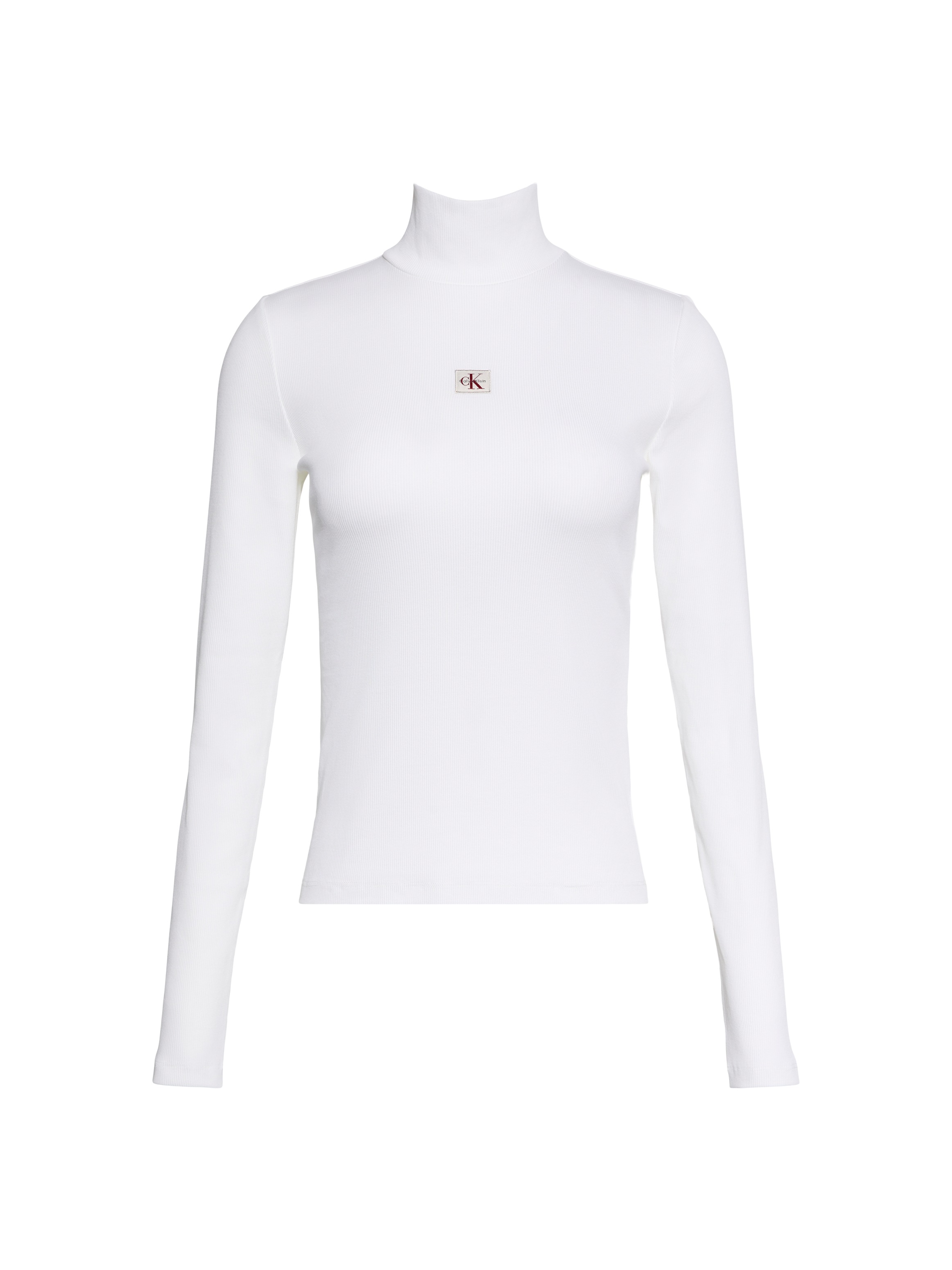 Calvin Klein Shirttop »LS WOVEN LABEL TURTLENECK« Mit Rundhalsausschnitt, regular fit