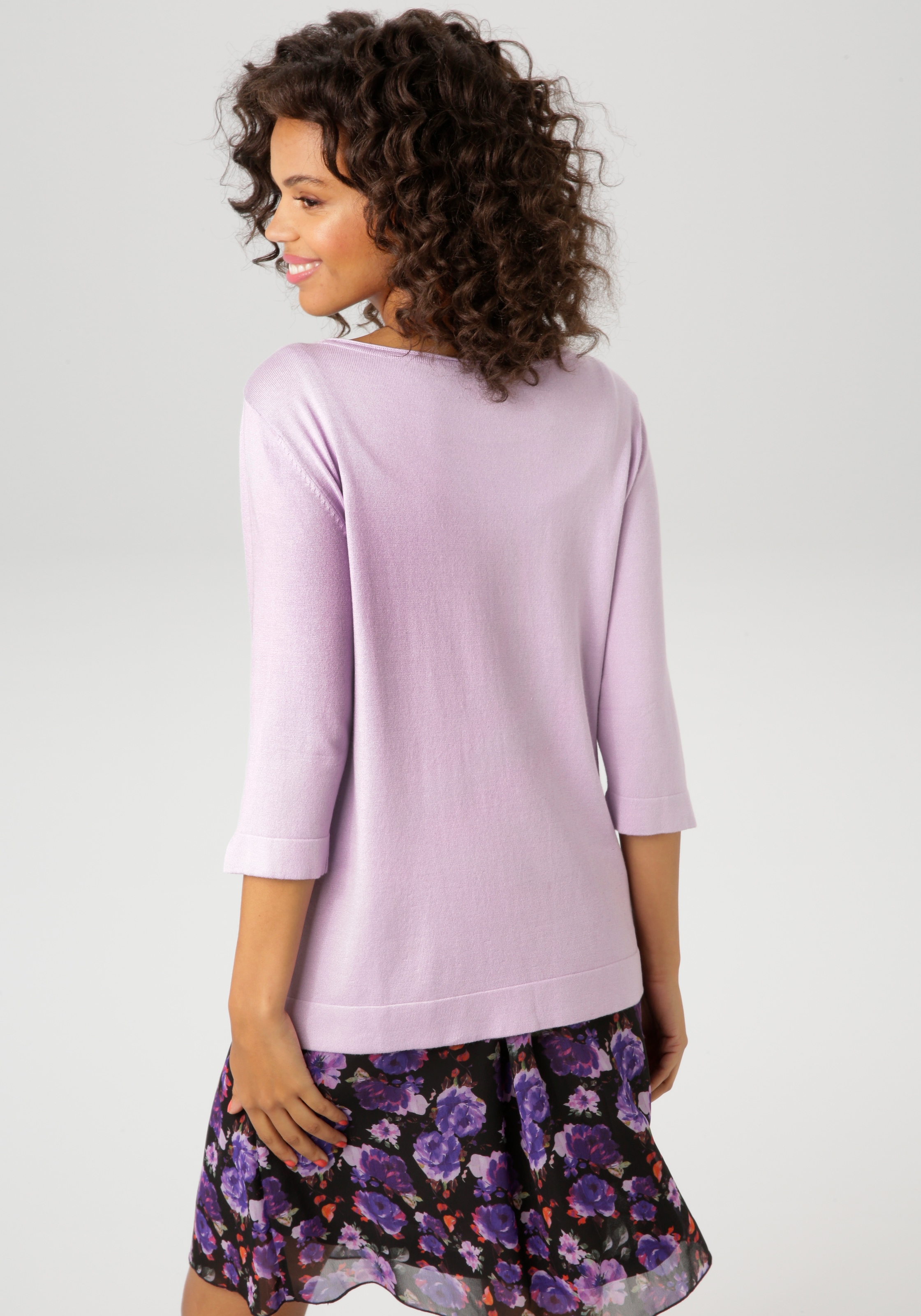 Aniston CASUAL Strickpullover, mit kleinem Schlitz an den 3/4-langen Ärmeln - NEUE KOLLEKTION
