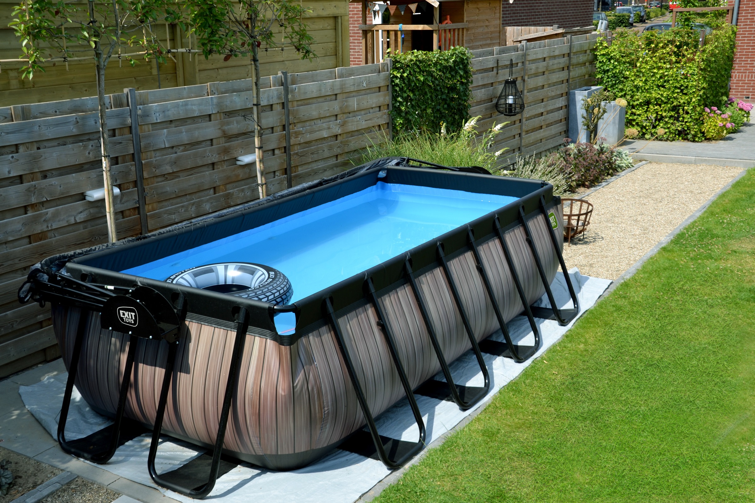 EXIT Black Leather Pool 400x200x100cm mit Filterpumpe - schwarz