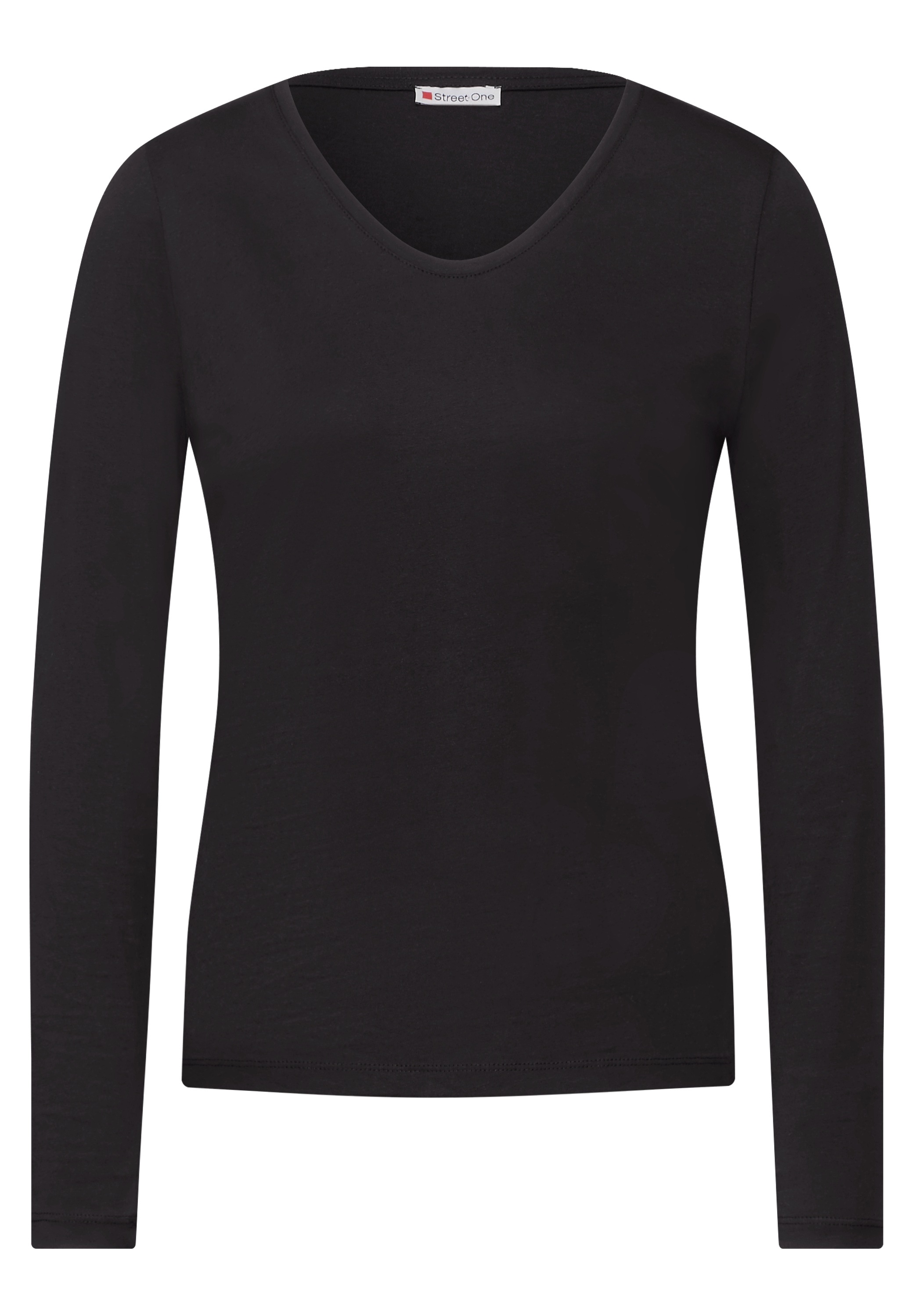 STREET ONE Langarmshirt, mit abgerundetem V-Ausschnitt