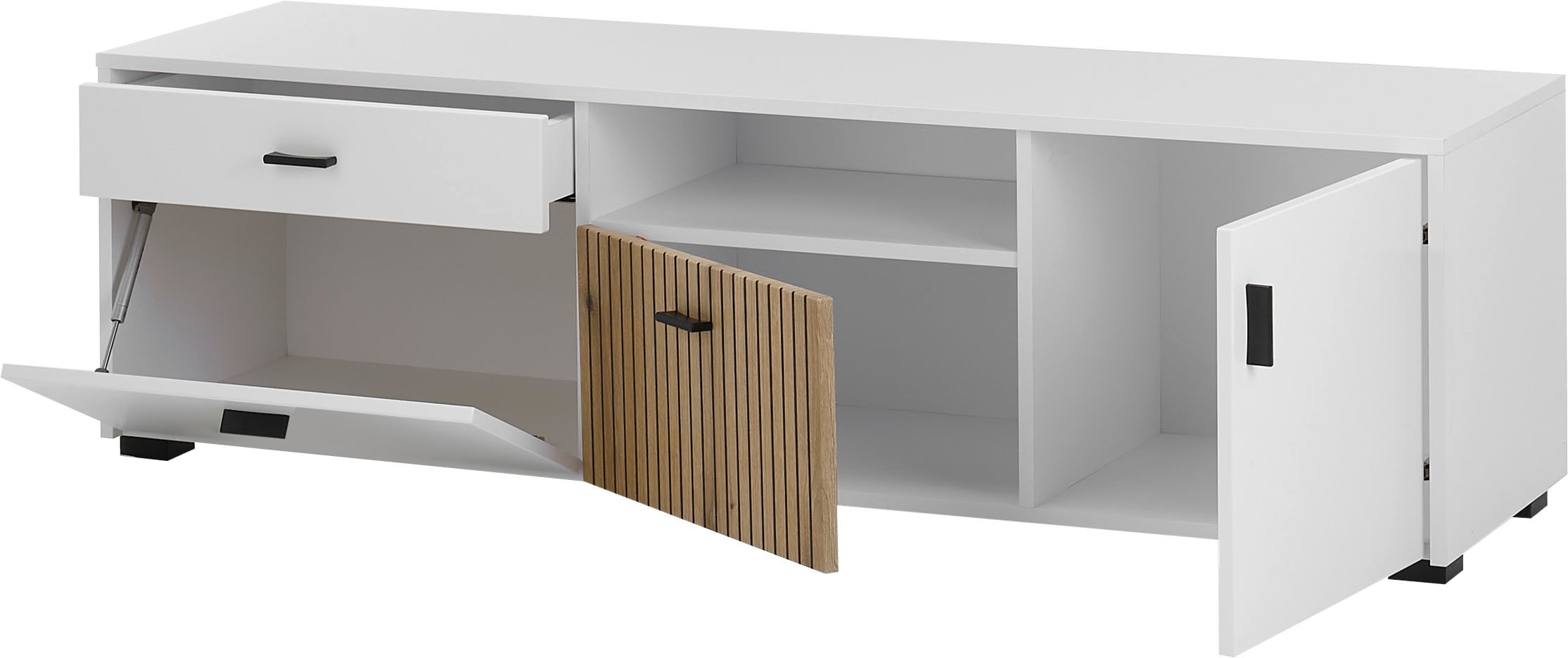INOSIGN Lowboard »Hudson«, in moderner Trendfarbe, Griffe aus Metall (Schwarz), Breite 150 cm