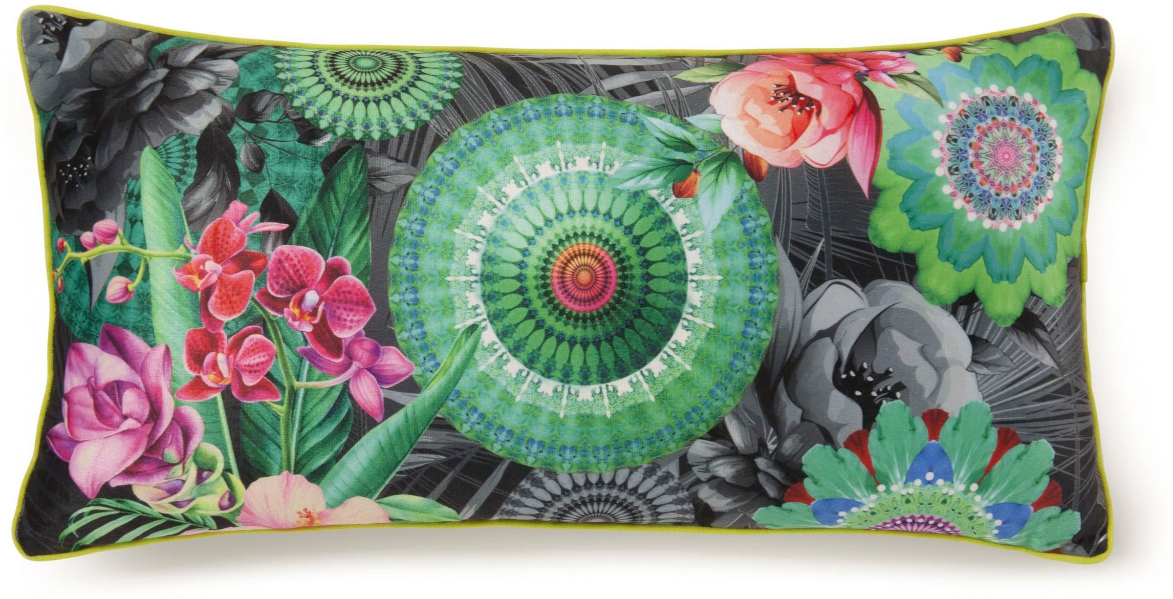 hip Dekokissen »Thirze«, Mit Füllung, 1 Stück, Biese, 30x60, Wendeoptik, Weich, Mandala, Grau