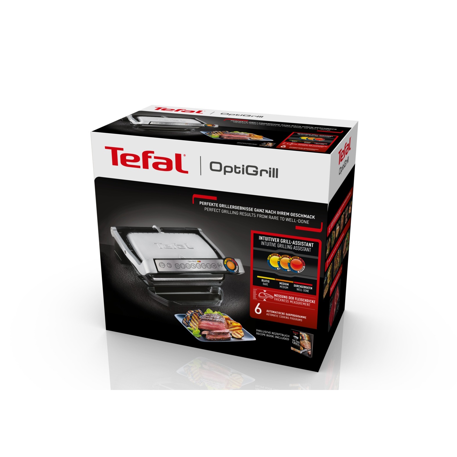 Tefal Kontaktgrill »OptiGrill, 6 automatische Programme, ein manuelles Programm«, 2000 W, spülmaschinengeeignete Platten und SaftauffangbehälterGC705D