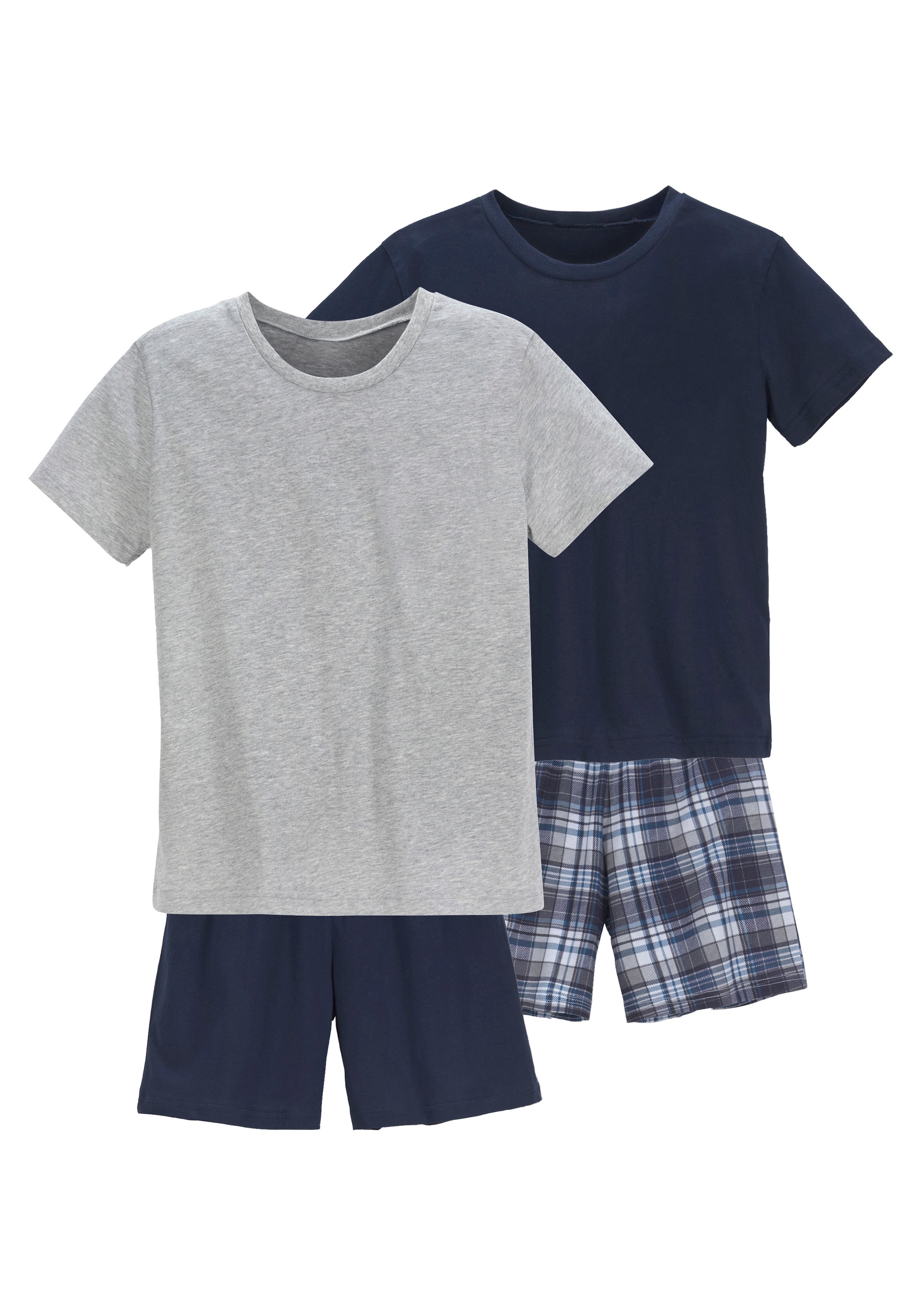 le jogger® Pyjama 2 Stück, 4 tlg. Hose 1x uni und 1x kariert