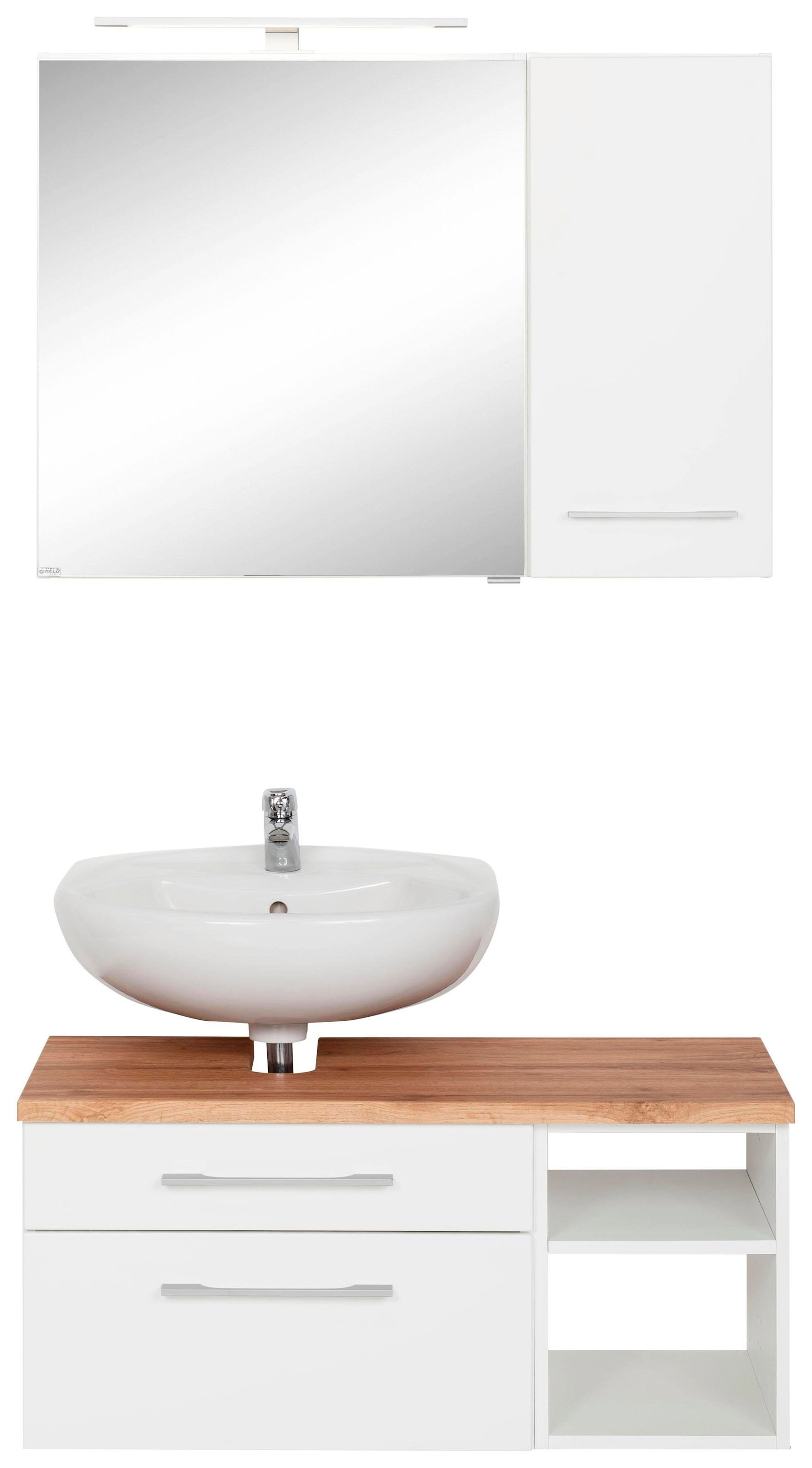 welltime Badmöbel-Set "Davos" 3 Stk. tlg. mit LED-Beleuchtung, Hängeschrank günstig online kaufen
