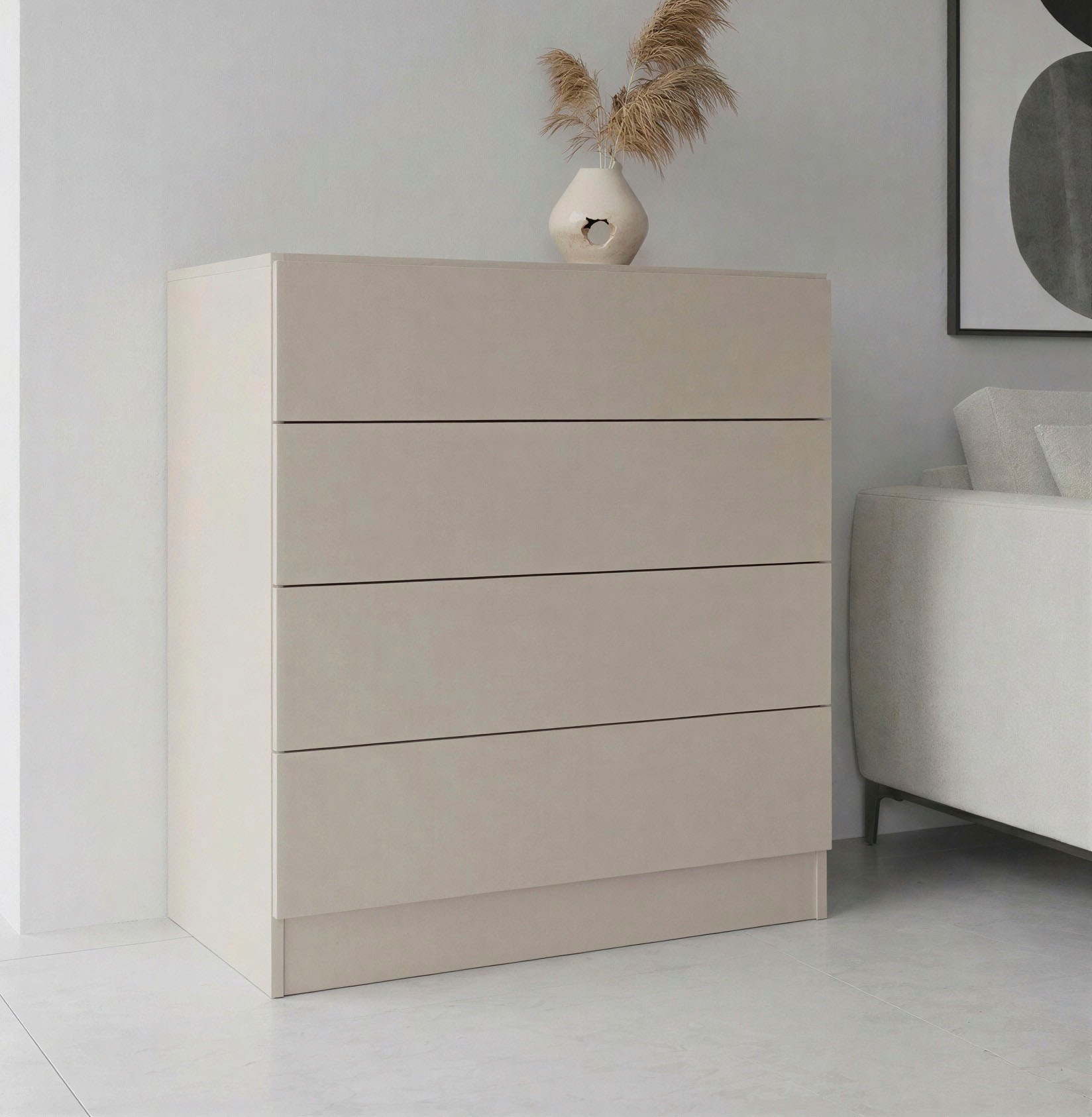 borchardt Möbel Kommode "Vaasa, Breite 76cm, Höhe 79cm, grifflos" 4 Schubfächer mit Push-to-open-Funktion