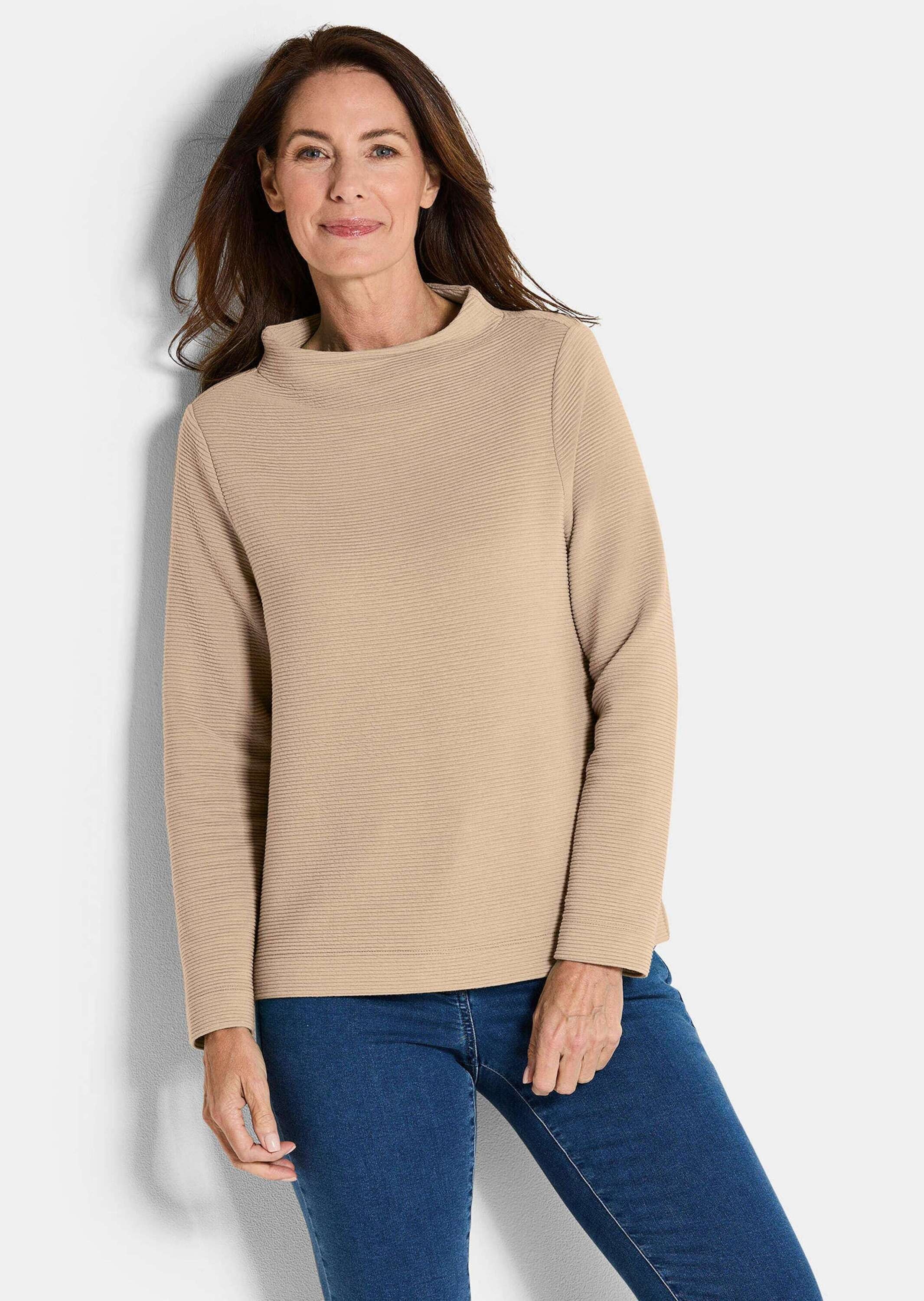 GOLDNER Rundhalspullover »Kurzgröße Ottoman-Sweatshirt mit Turtleneck«