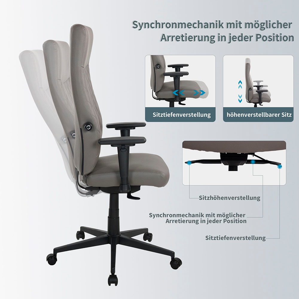Places of Style Schreibtischstuhl »TEOR«, 1 St., Microfaser, 3-D Armlehnen, Sitztiefen- und höhenverstellung, Lordosenstütze