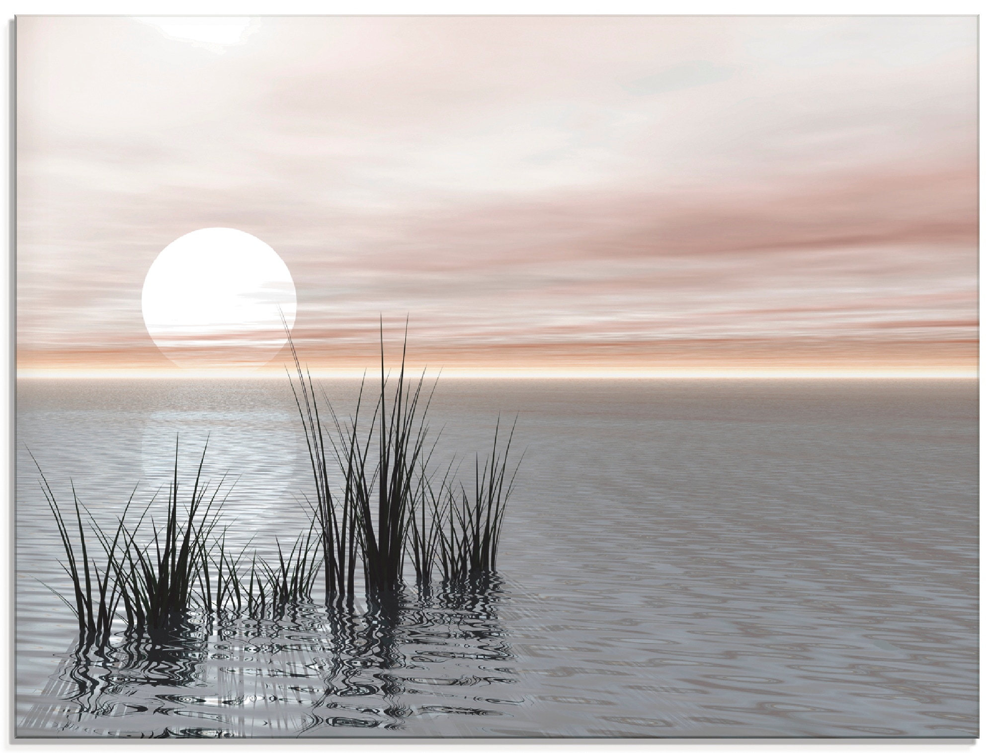 Artland Glasbild »Sonnenuntergang mit Schilf«, Sonnenaufgang & -untergang, (1 St.), in verschiedenen Größen