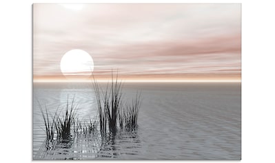 Glasbild »Sonnenuntergang mit Schilf«, Sonnenaufgang & -untergang, (1 St.), in...