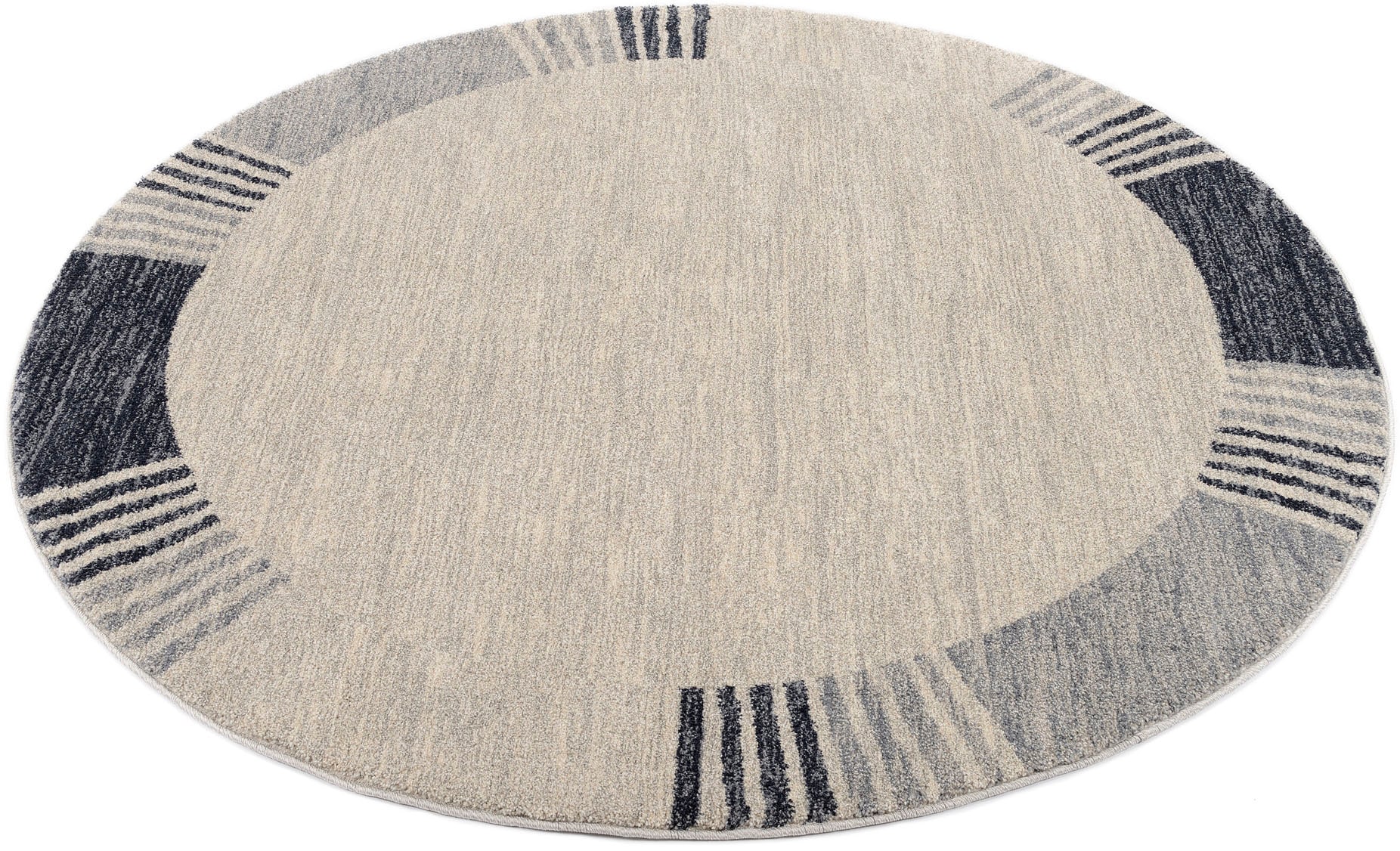 OCI DIE TEPPICHMARKE Teppich "CASTLE FLORA, auch als Läufer und Rund" rund 20 mm Höhe dichter Frisé Kurzflor, farbiger Bordüre, Wohnzimmer, Schlafzimmer
