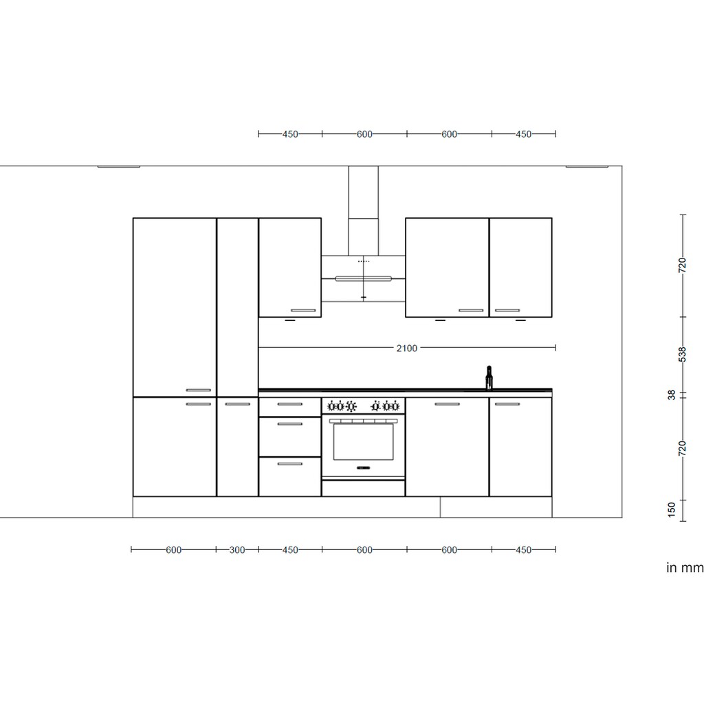 nobilia® elements Küchenzeile »"elements premium"«, vormontiert, Ausrichtung wählbar, Breite 300 cm, mit E-Geräten