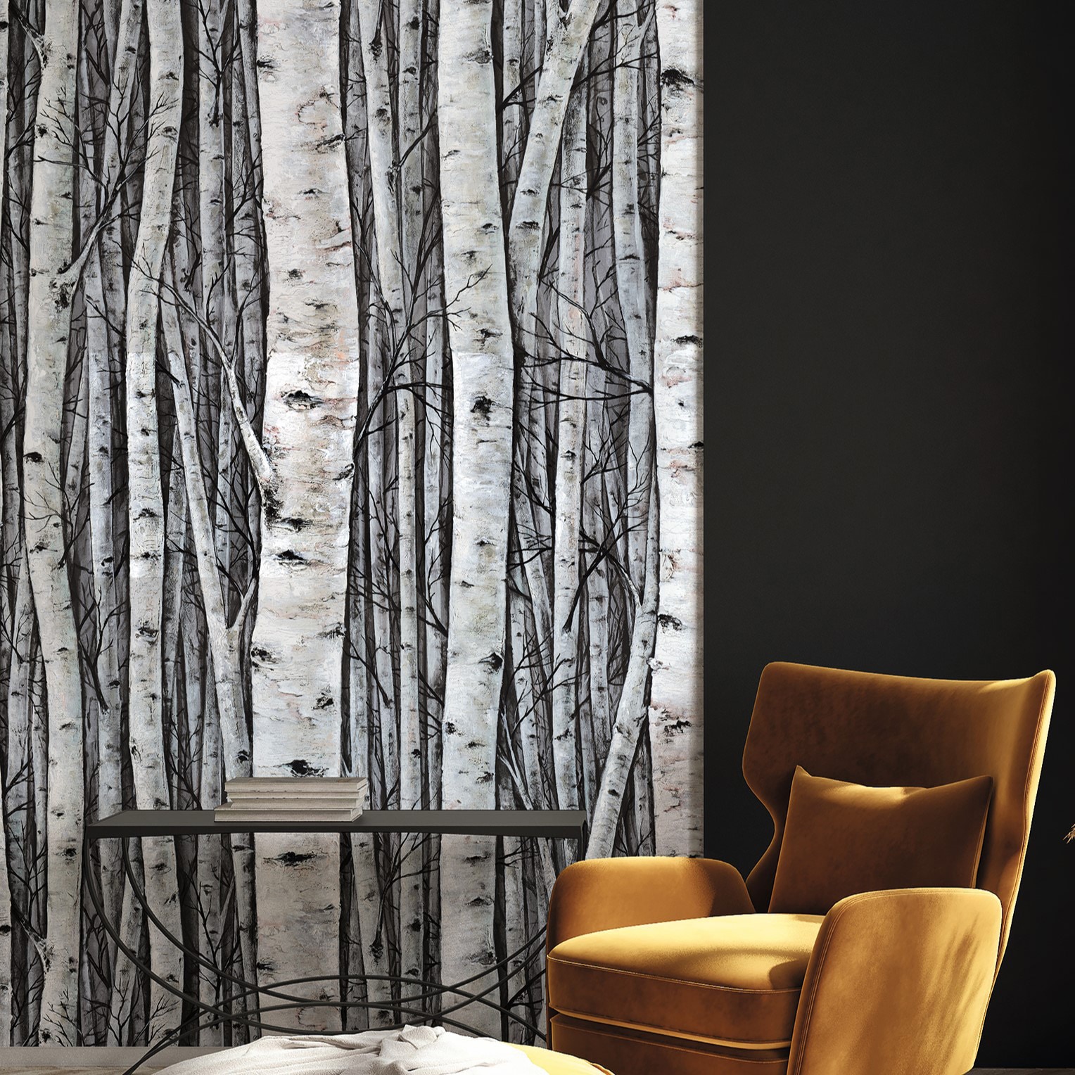 Marburg Fototapete "Tapete Birkenwald Zauber" Wald geprägt moderne Vliestapete für Wohnzimmer Schlafzimmer Küche