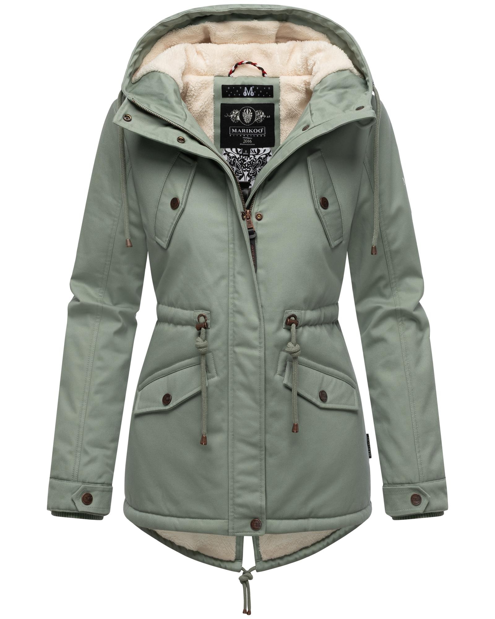 Marikoo Winterjacke »Manolya«, mit Kapuze, stylischer Kurzmantel mit weichem Teddyfell-Futter