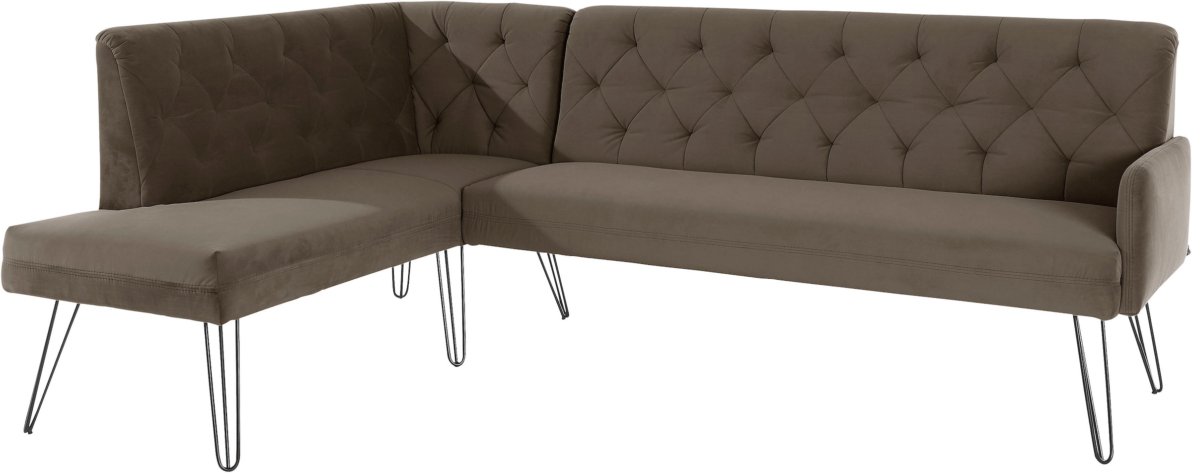 exxpo - sofa fashion Eckbank »Doppio, Chesterfield Optik, komfortabel und bequem, hohe Designfüße«, Frei im Raum stellbar