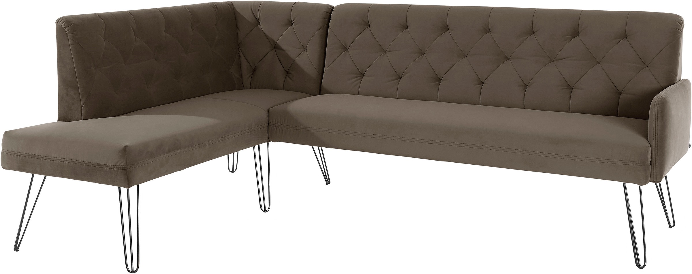 Thumbnail - exxpo - sofa fashion Eckbank "Doppio, Chesterfield Optik, komfortabel und bequem, hohe Designfüße" Frei im Raum stellbar