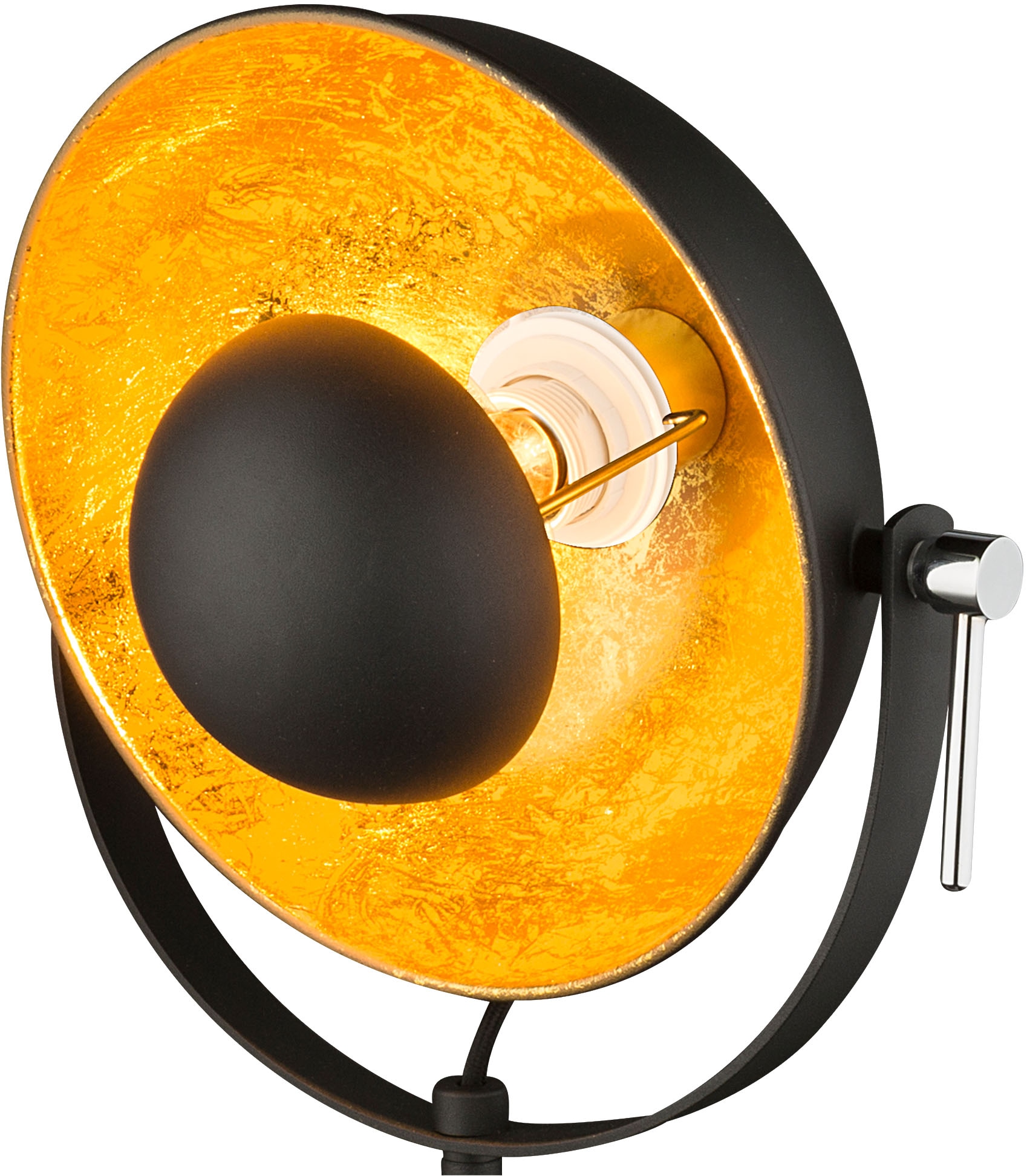 GLOBO LIGHTING Tischleuchte »XIRENA«, Leuchtmittel E27 | ohne Leuchtmittel, Tischlampe/schwarz/goldfarben/Wohnzimmer/Schlafzimmer