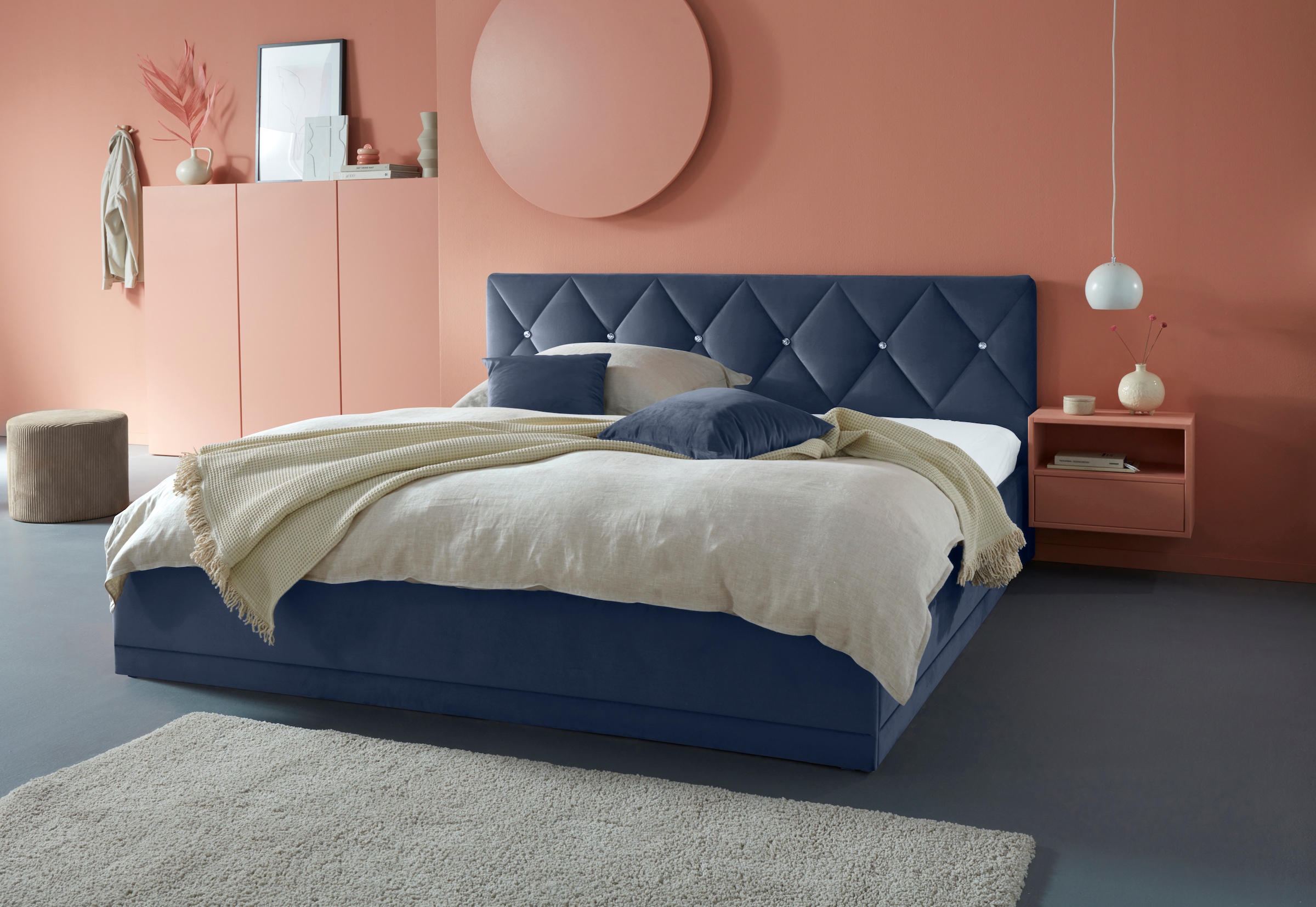 Westfalia Schlafkomfort Polsterbett "Adamas" auch mit Bettkasten, Knopfheftung mit Strasssteinen