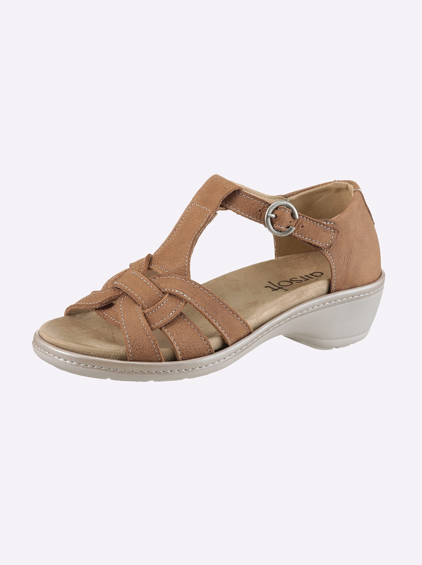 CLASSIC BASICS Damen Sandalette, Gr. 42cognac, Nubukleder, Schuhe