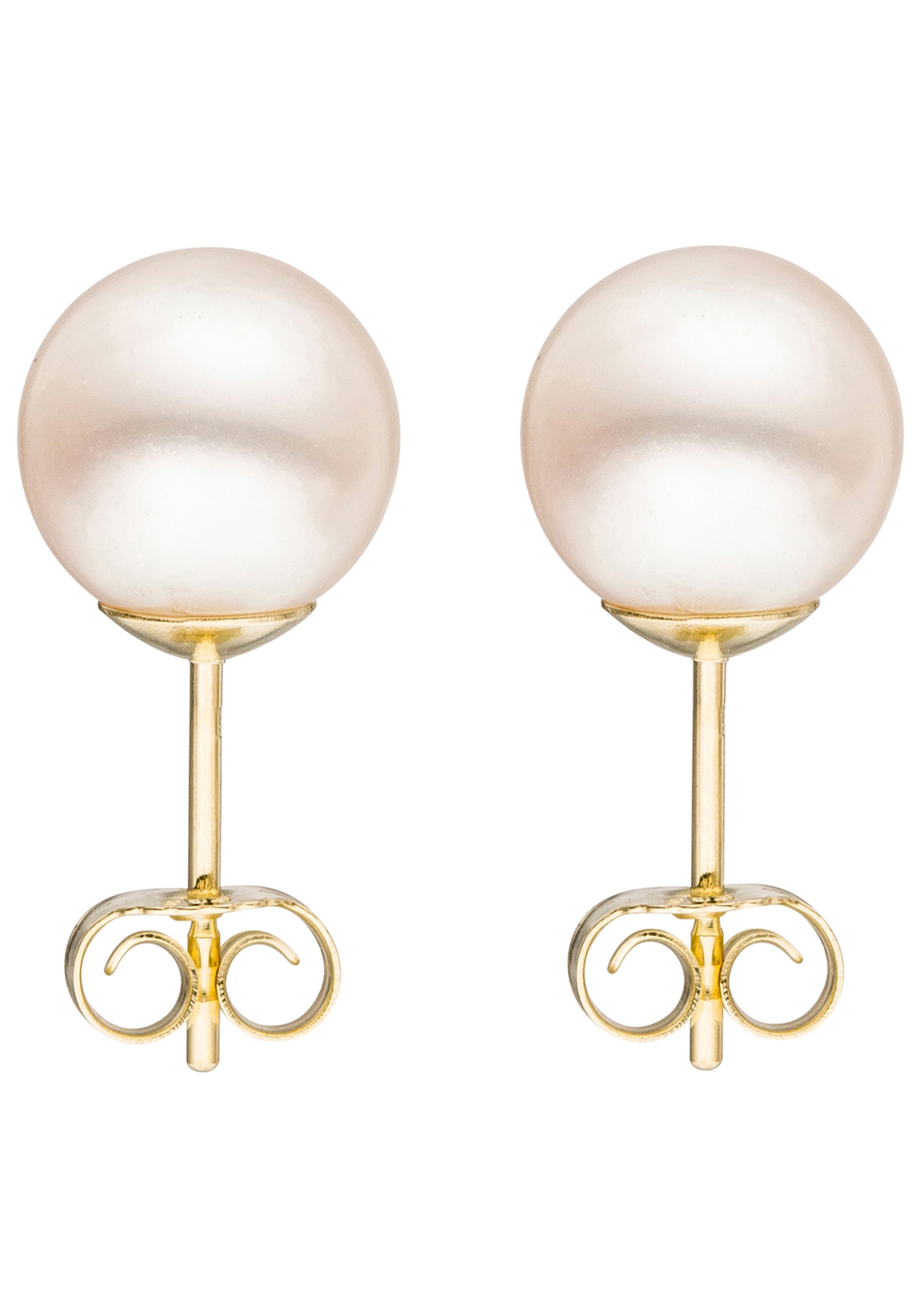 JOBO Paar Ohrstecker 585 Gold mit Süßwasser-Zuchtperlen 8 mm