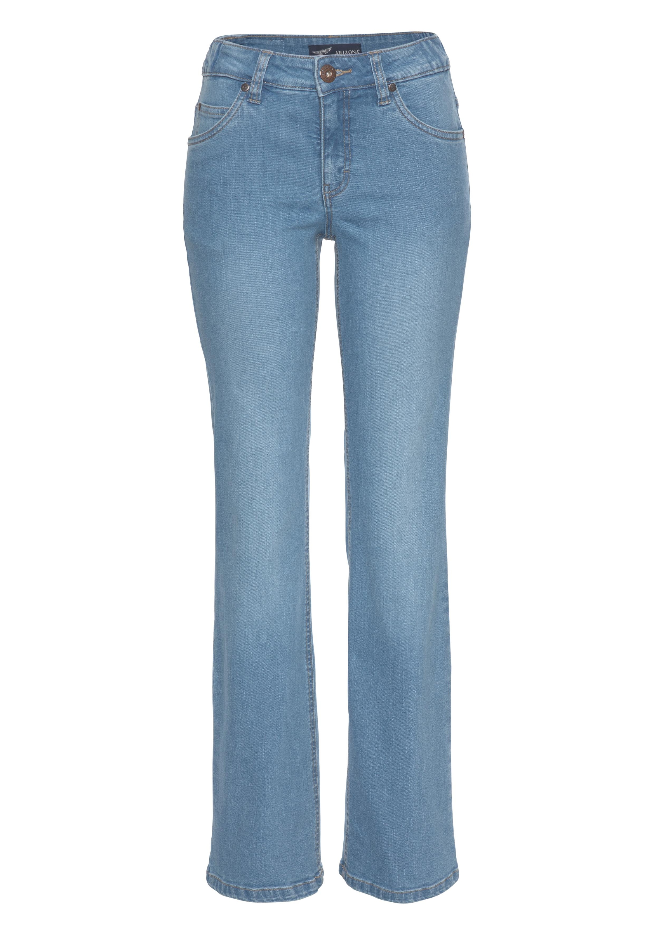 Arizona Bootcut-Jeans »Bund mit seitlichem Gummizugeinsatz«, High Waist