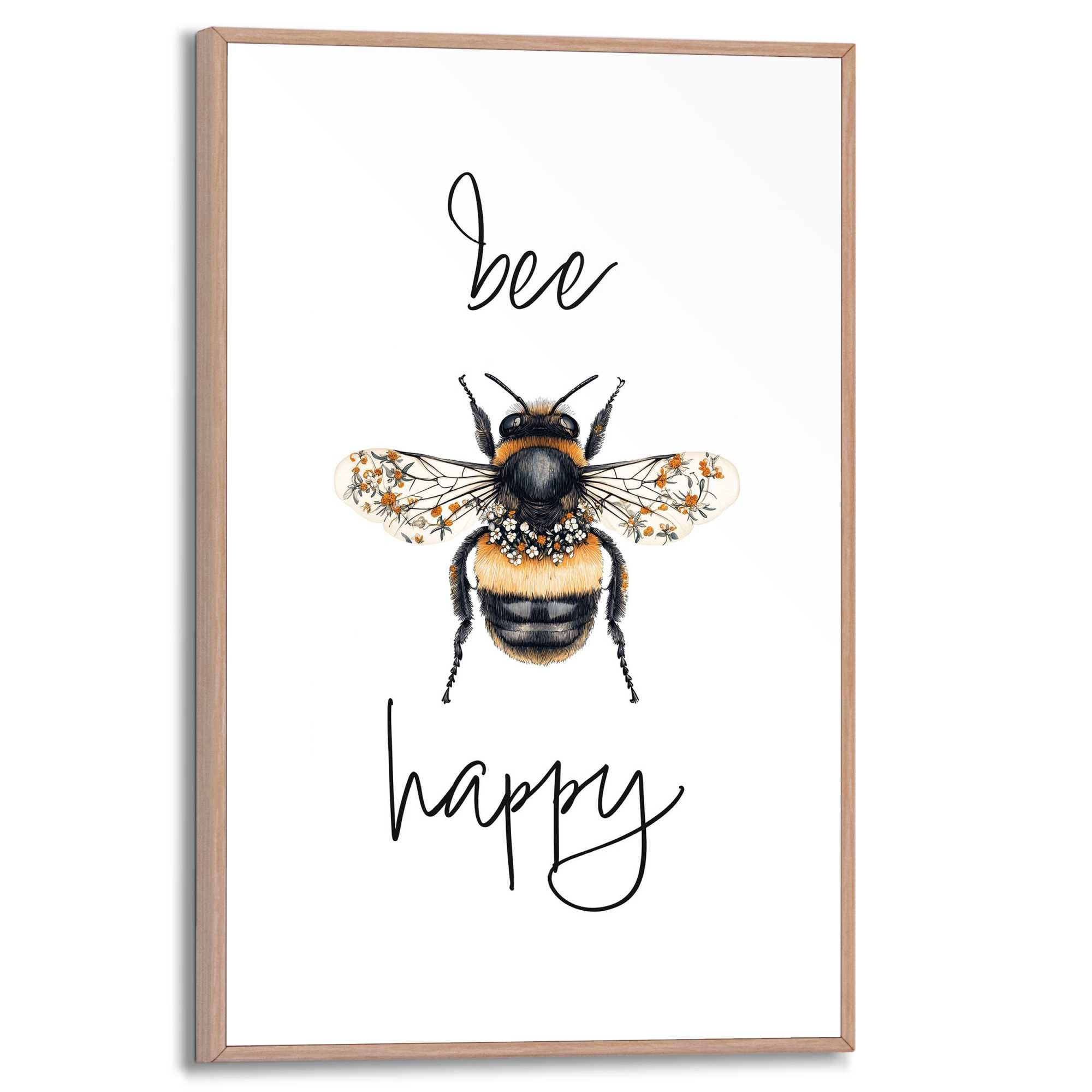 Reinders Poster "Bee Happy", Küche - Gelb - MDF - Tiere - 20x30 cm günstig online kaufen