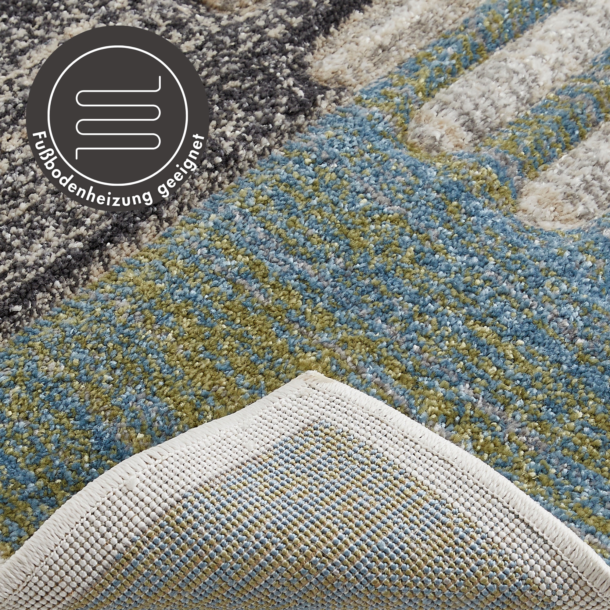 LUXOR living Teppich »Toronto«, rechteckig, 12 mm Höhe, Kurzflor, modernes Patchwork-Design, Hoch-Tief Struktur, Wohnzimmer