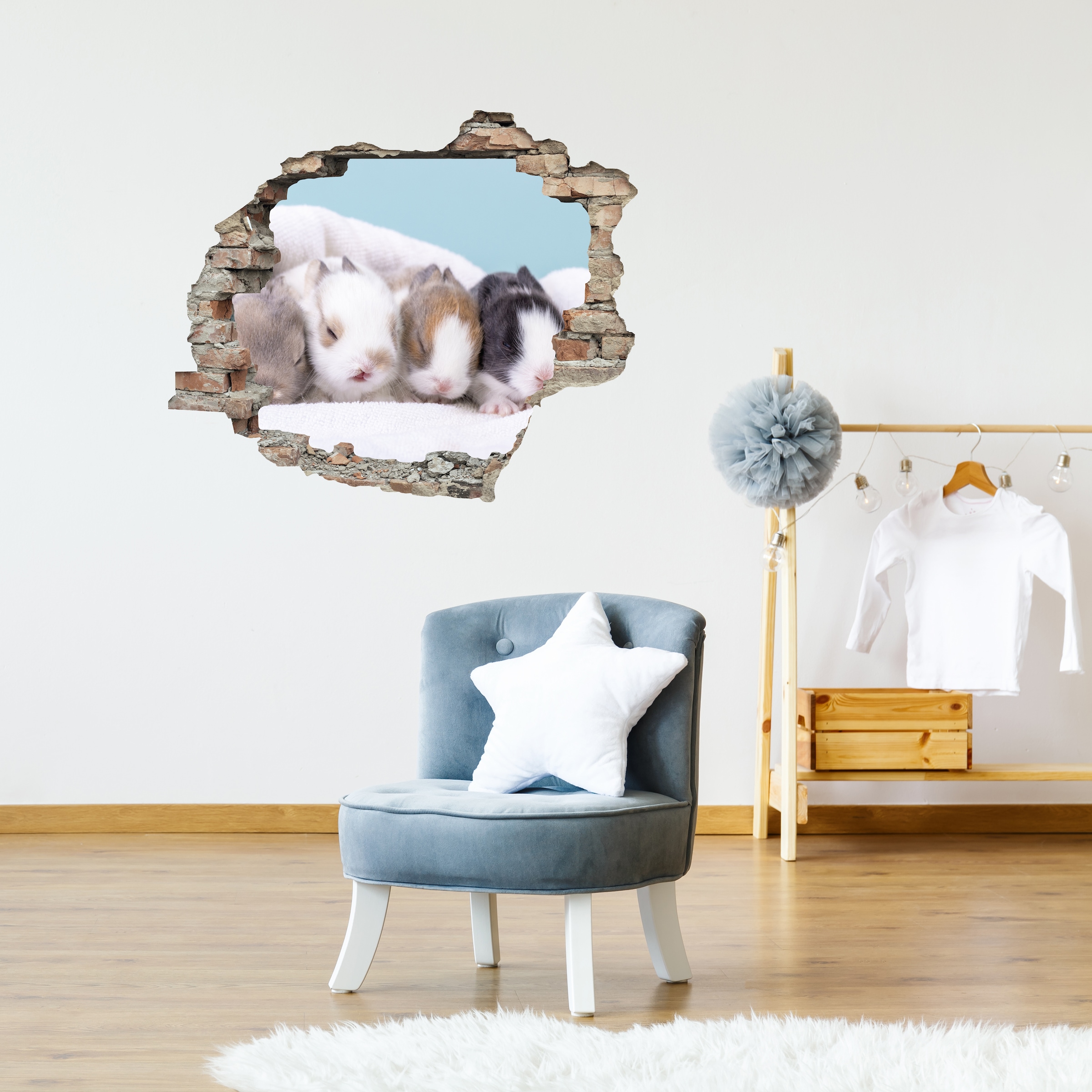 queence 3D-Wandtattoo "Hasenbabies" Selbstklebender Wandsticker Ostern Wand günstig online kaufen