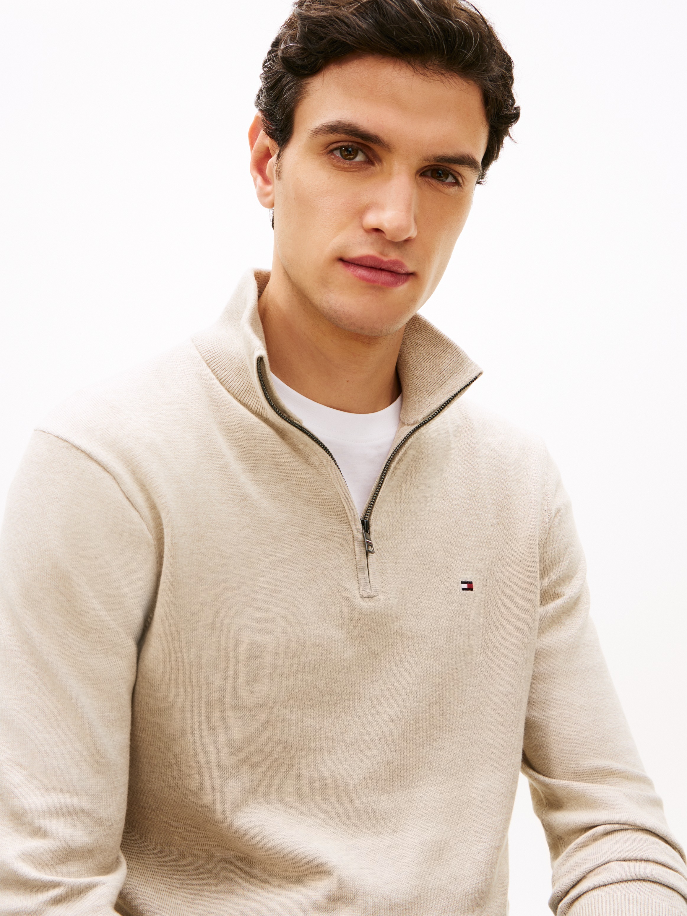 Tommy Hilfiger Troyer "ESSENTIAL COTTON ZIP MOCK" günstig online kaufen