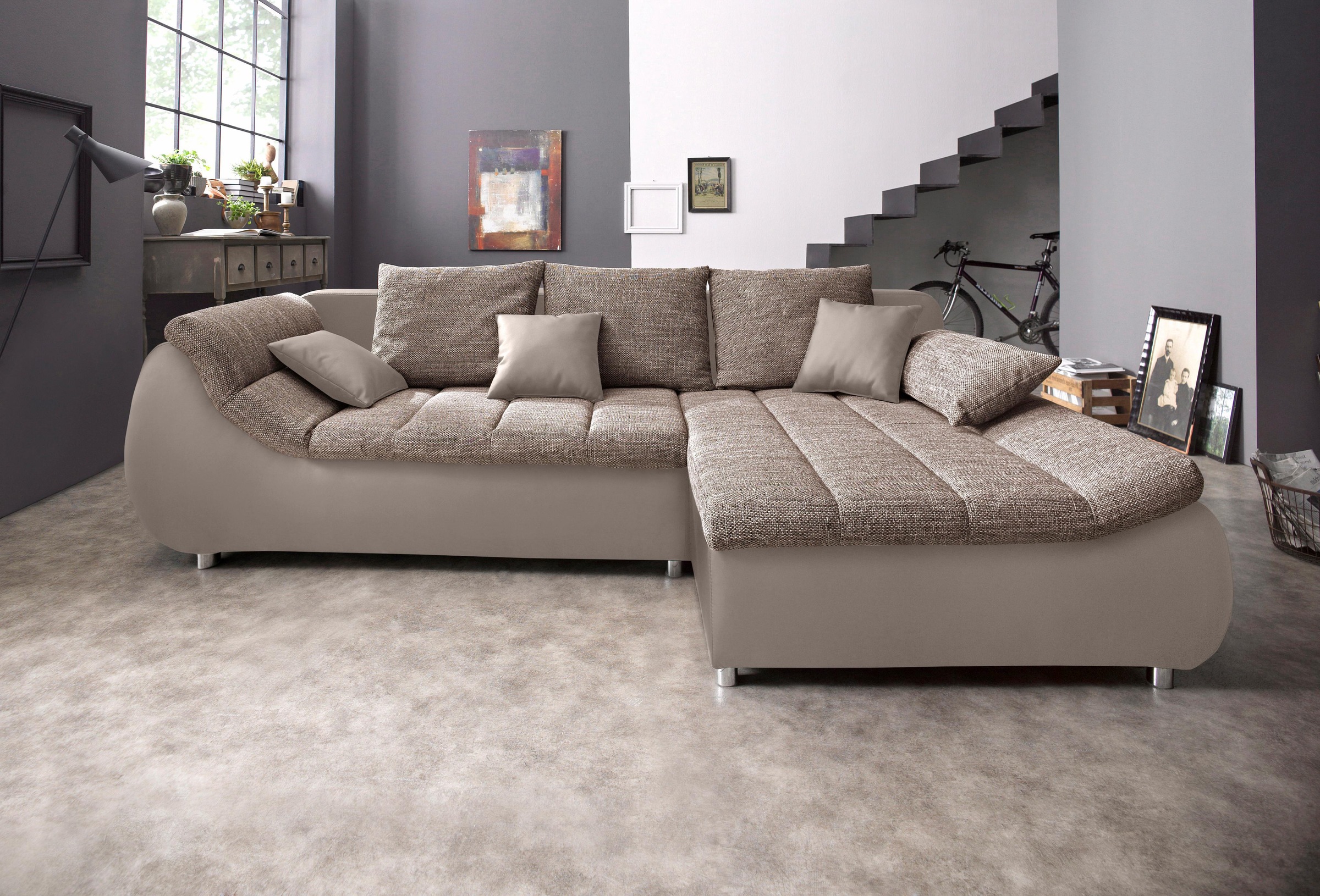 INOSIGN Ecksofa "Imola, bequem, aktuelle Steppung im Sitz, L-Form, Breite 2 günstig online kaufen