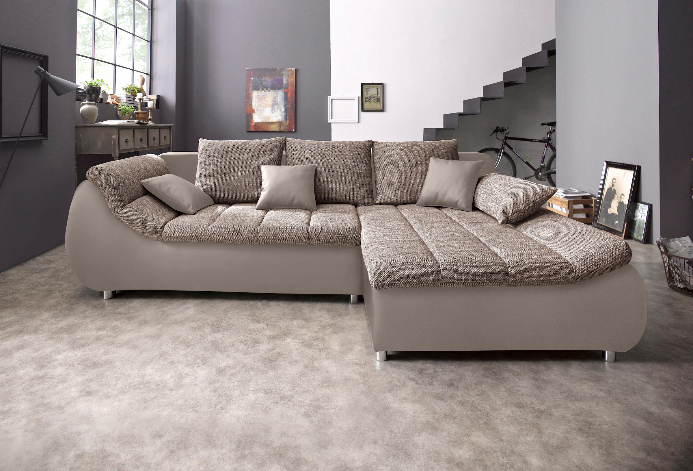 INOSIGN Ecksofa "Imola elegant und bequem, aktuelle Steppung im Sitz, L-For günstig online kaufen