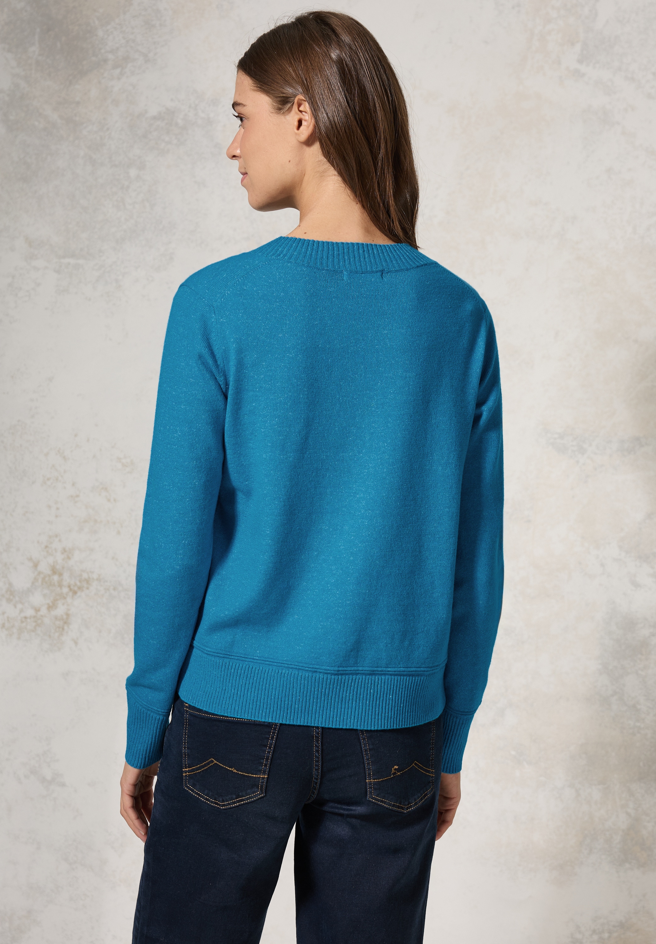 Cecil V-Ausschnitt-Pullover, im Melange Look
