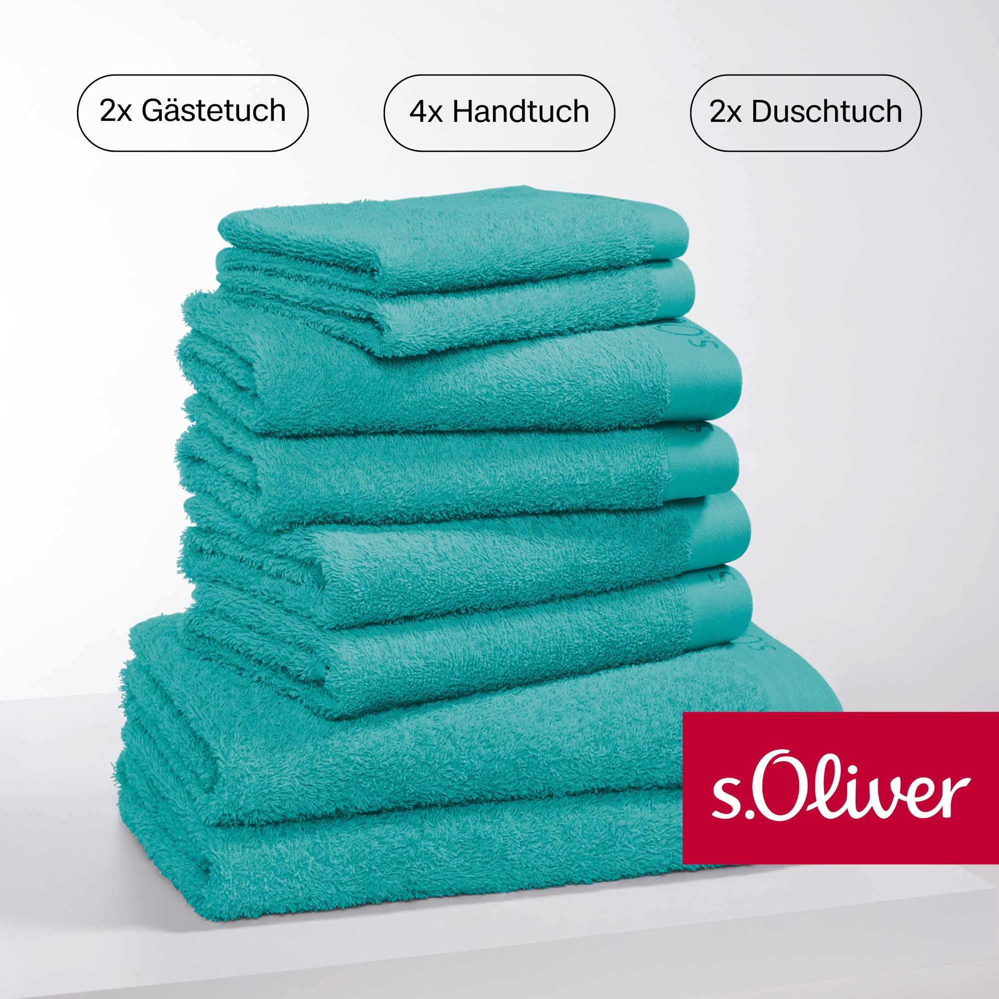 s.Oliver Handtuch Set "s. Oliver, besonders weich und saugfähig", (Set, 8 St., 2 Gästetücher 30x50 cm-4 Handtücher 50x10