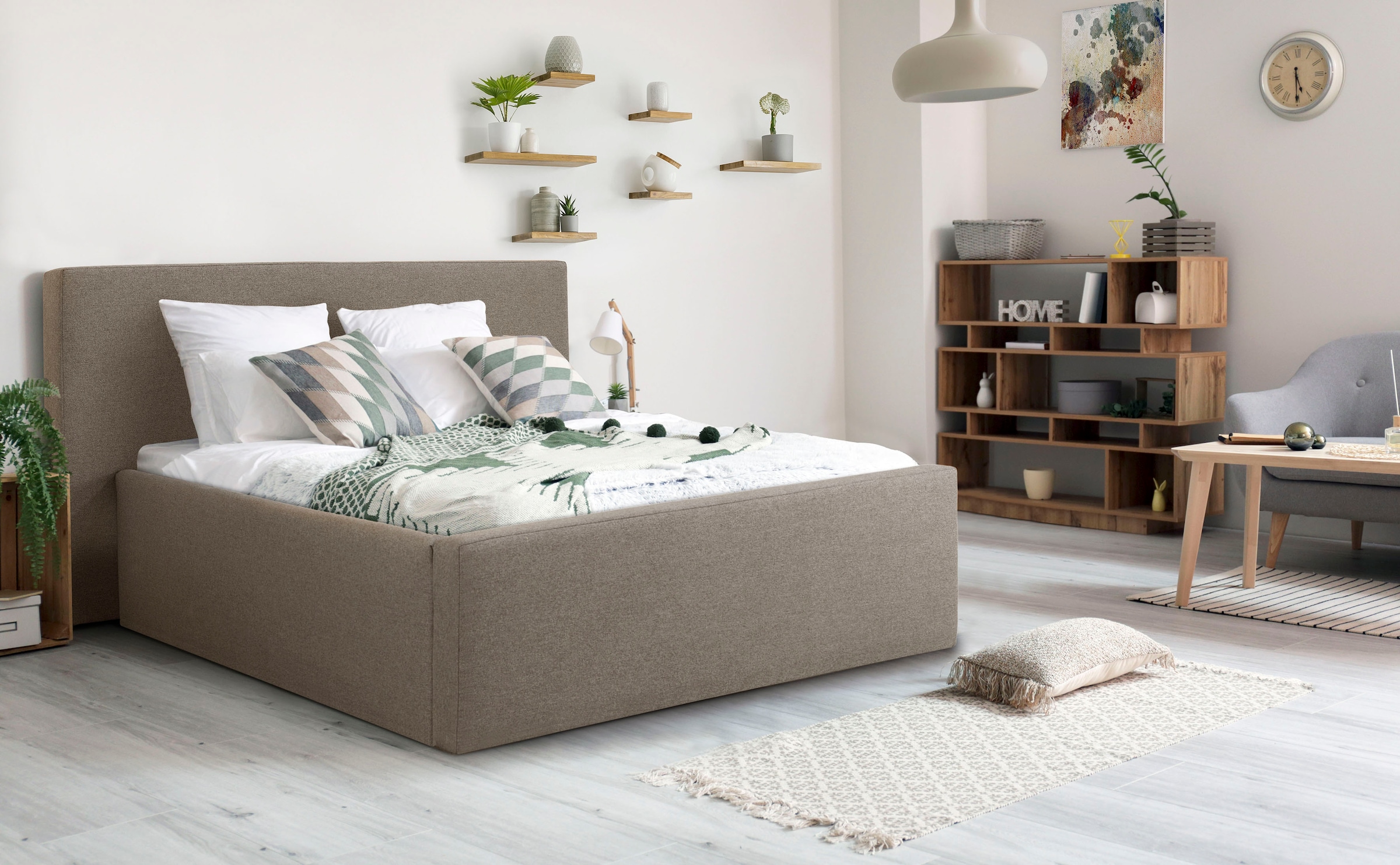 Home affaire Polsterbett "Dalina" geradliniges Kopfteil, in 5 Breiten, auch günstig online kaufen