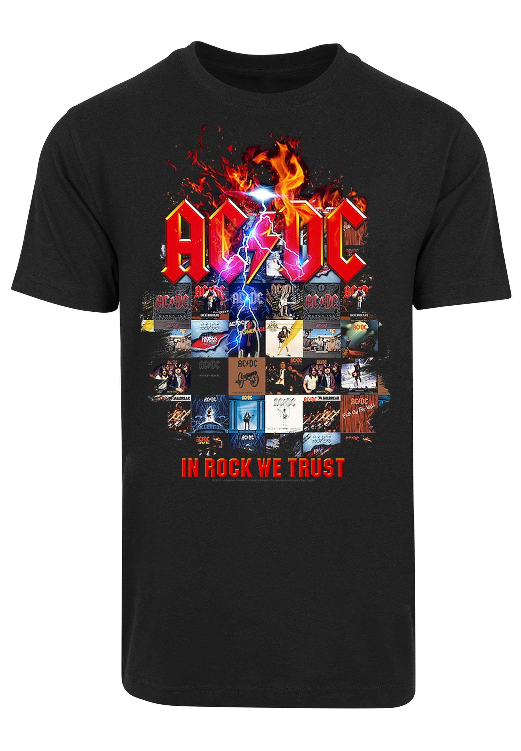 F4NT4STIC T-Shirt »ACDC In Rock We Trust Album Covers«, Print