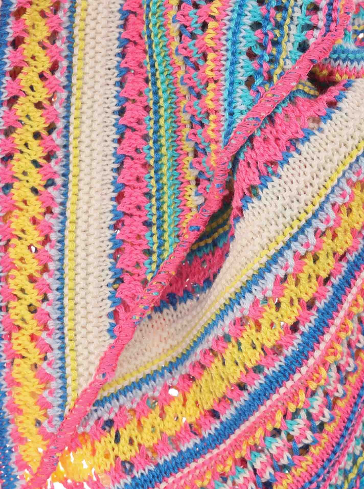 Thumbnail - Zwillingsherz Dreieckstuch ""Hippie"" buntes Muster, Strick, wärmend