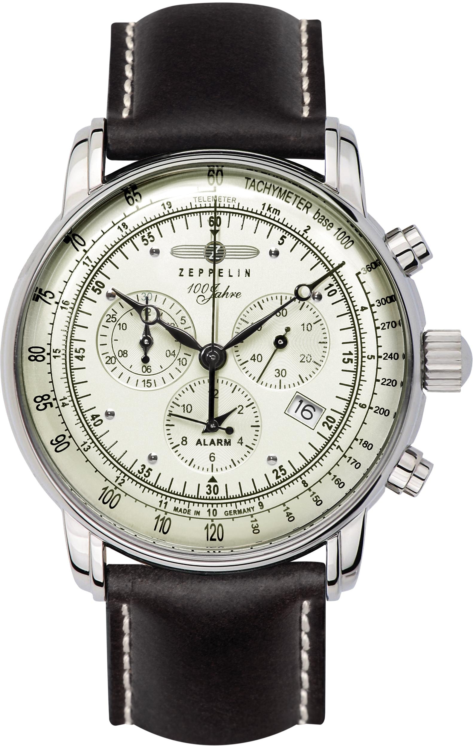 ZEPPELIN Chronograph »100 Jahre Zeppelin, 8680-3«, Armbanduhr, Quarzuhr, Herrenuhr, Datum, Stoppfunktion, Made in Germany