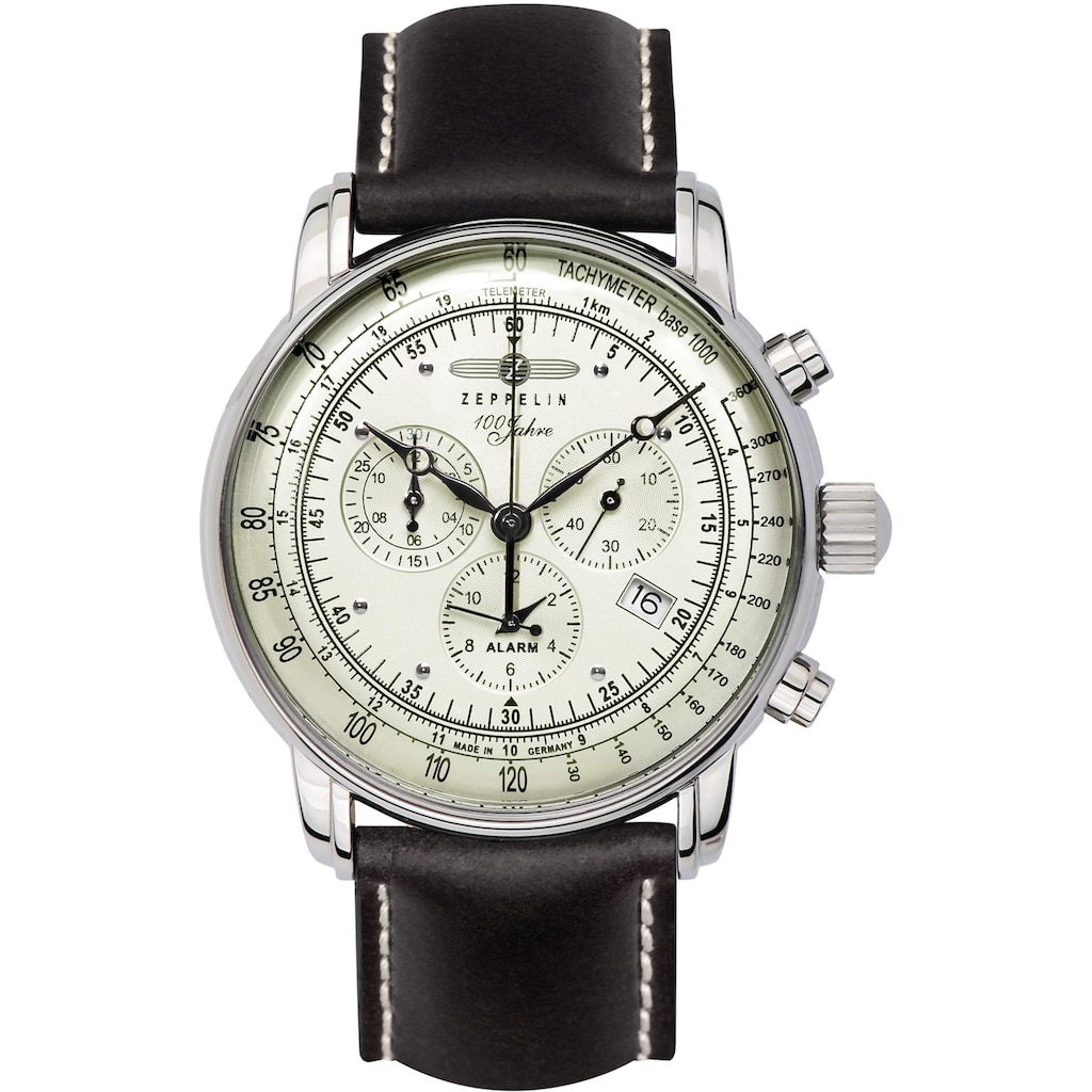 ZEPPELIN Chronograph »100 Jahre Zeppelin, 8680-3«, Armbanduhr, Quarzuhr, Herrenuhr, Datum, Stoppfunktion, Made in Germany